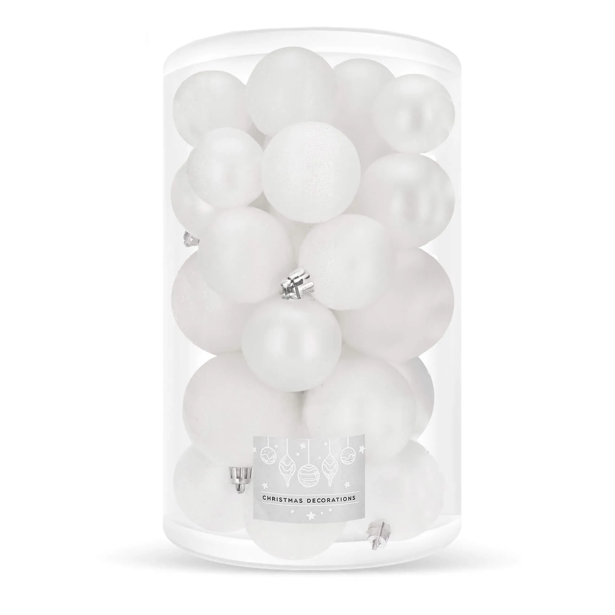 božićne kuglice 4 / 5 / 6 cm – set 30 komada bijela - slika 10
