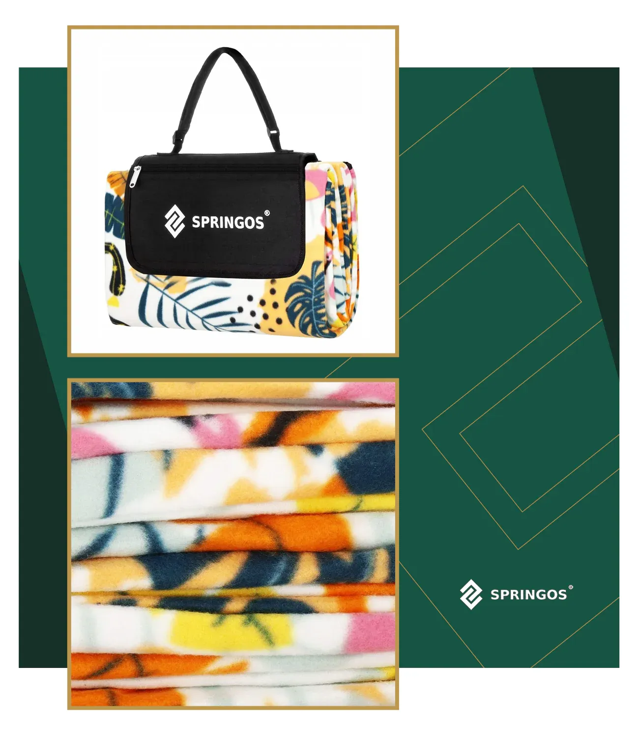 sklopiva deka za piknik 200 x 200 cm tropic - slika 2