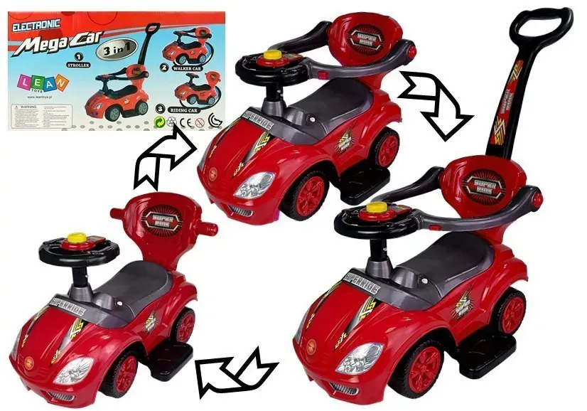 crveni 3u1 mega car za vožnju - slika 1