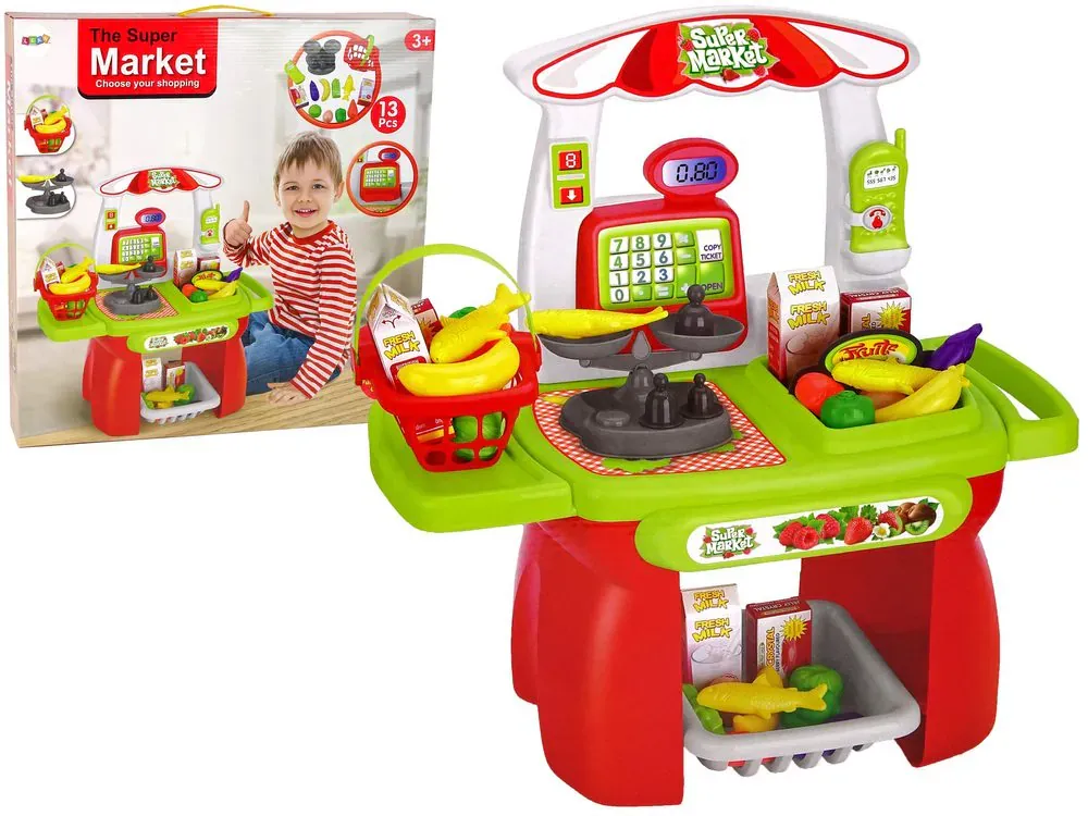 Set blagajna iz supermarketa s vagom šareni 13 kom. - Pribislavec
