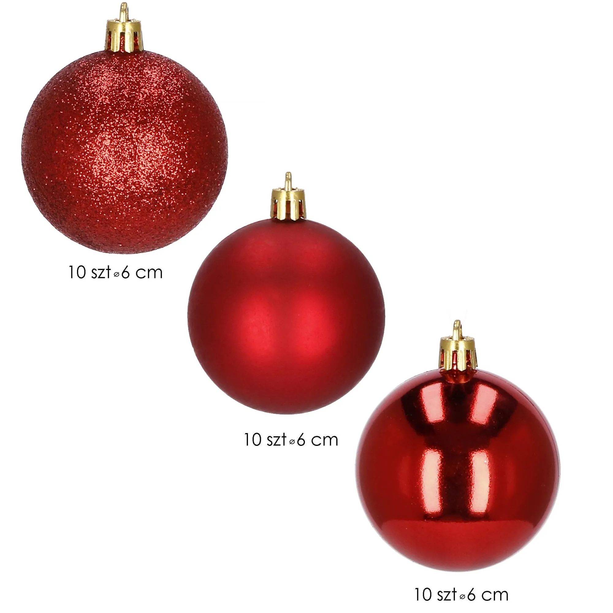 božićne kuglice 6 cm – set od 30 komada,crvene - slika 5