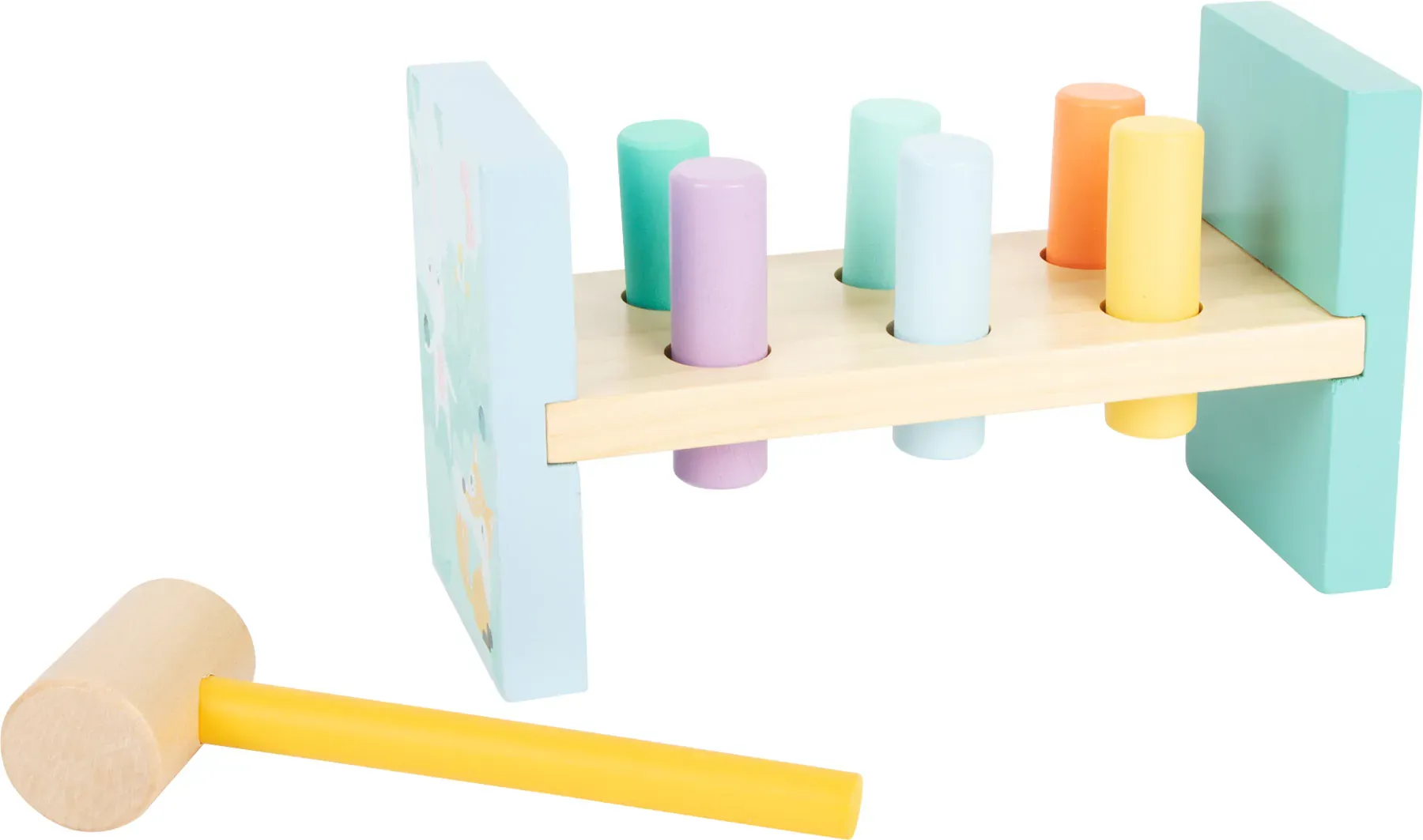 small foot drvena klupa za kucanje čekićom, pastelne boje - slika 2