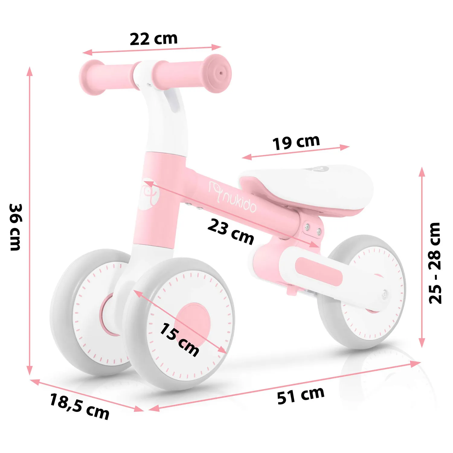 nukido bicikl za ravnotežu za djecu, pink - slika 5