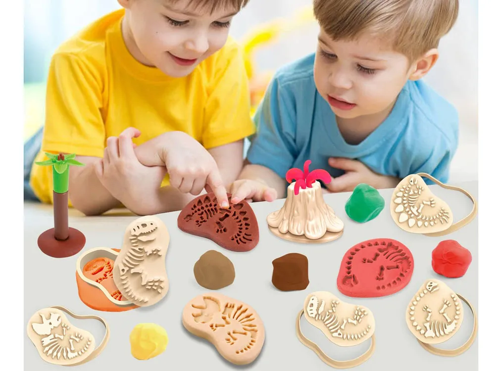 set izrade fosila dinosaura od plastelina 5 boja - slika 4