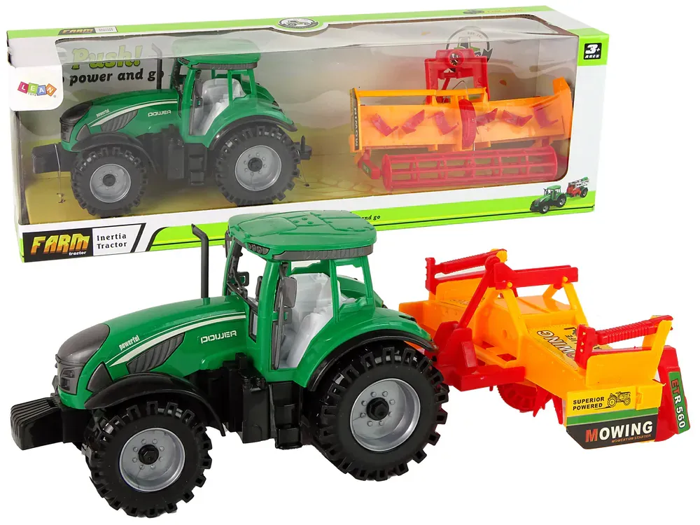 zeleni traktor s narančastim kultivatorom - slika 2