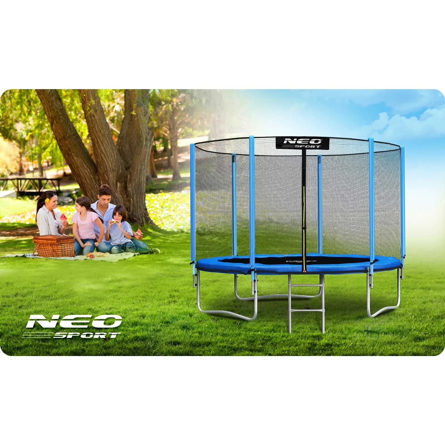vrtni trampolin 8ft/252cm s vanjskom mrežom i neo-sportskim ljestvama - slika 7