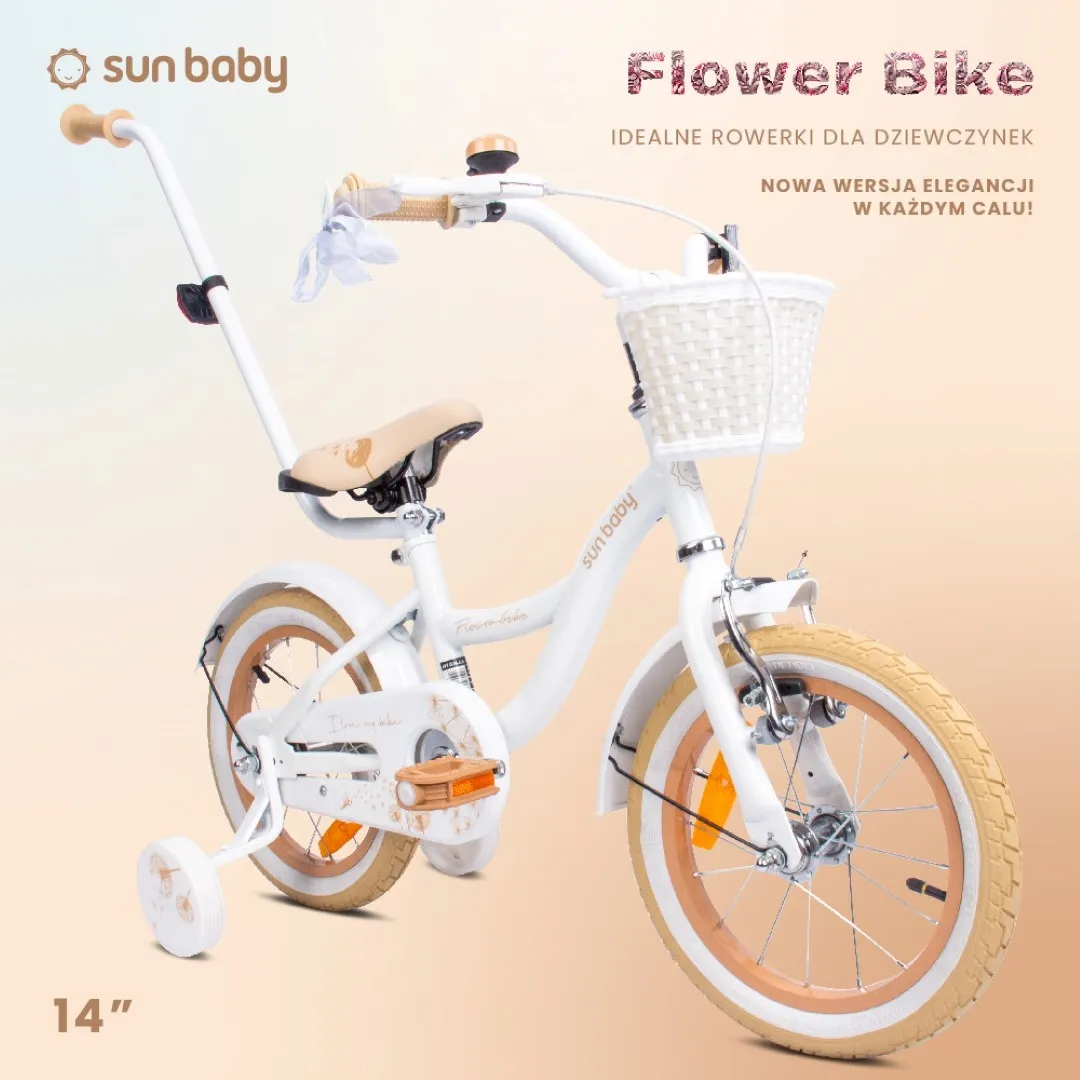 dječji bicikl flower 14" maslačak bijelo-bež - slika 7