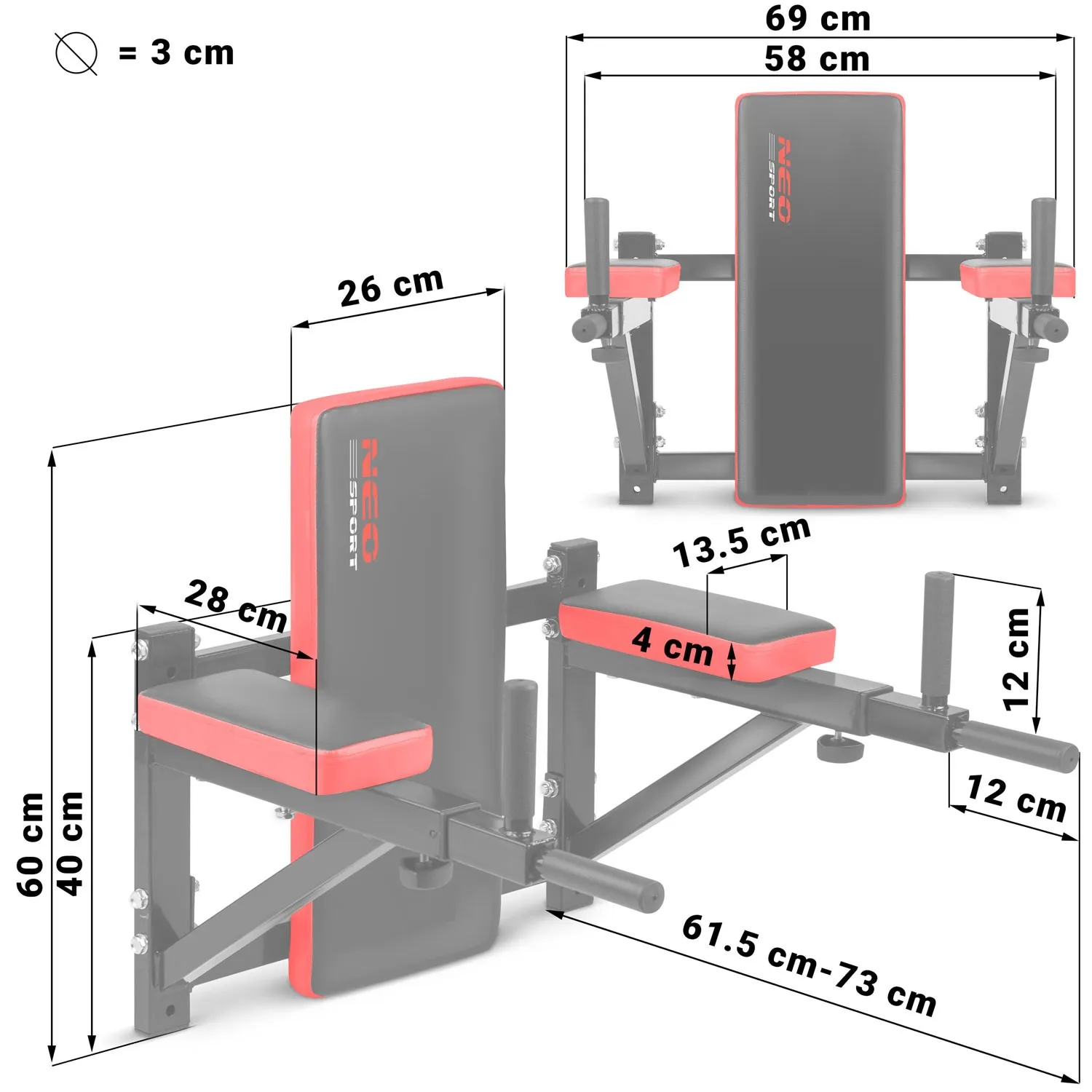 neo-sport ns-320 zidna šipka za vježbanje - slika 6