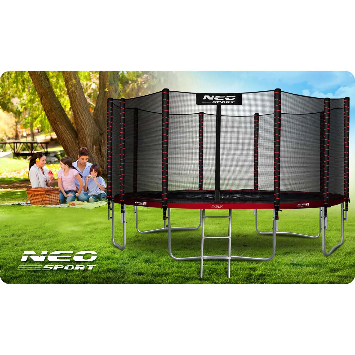 vrtna trampolina 465 cm s vanjskom zaštitnom mrežom i ljestvama neo-sport - slika 8