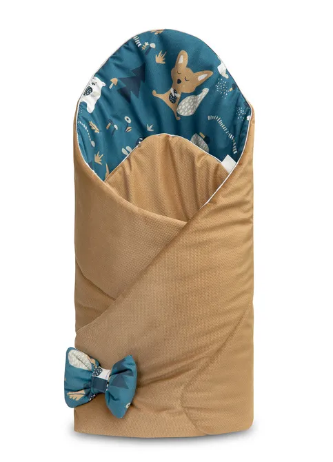 dvostrani baršunasti pokrivač za bebe 75x75cm šumske životinje plavi - slika 3