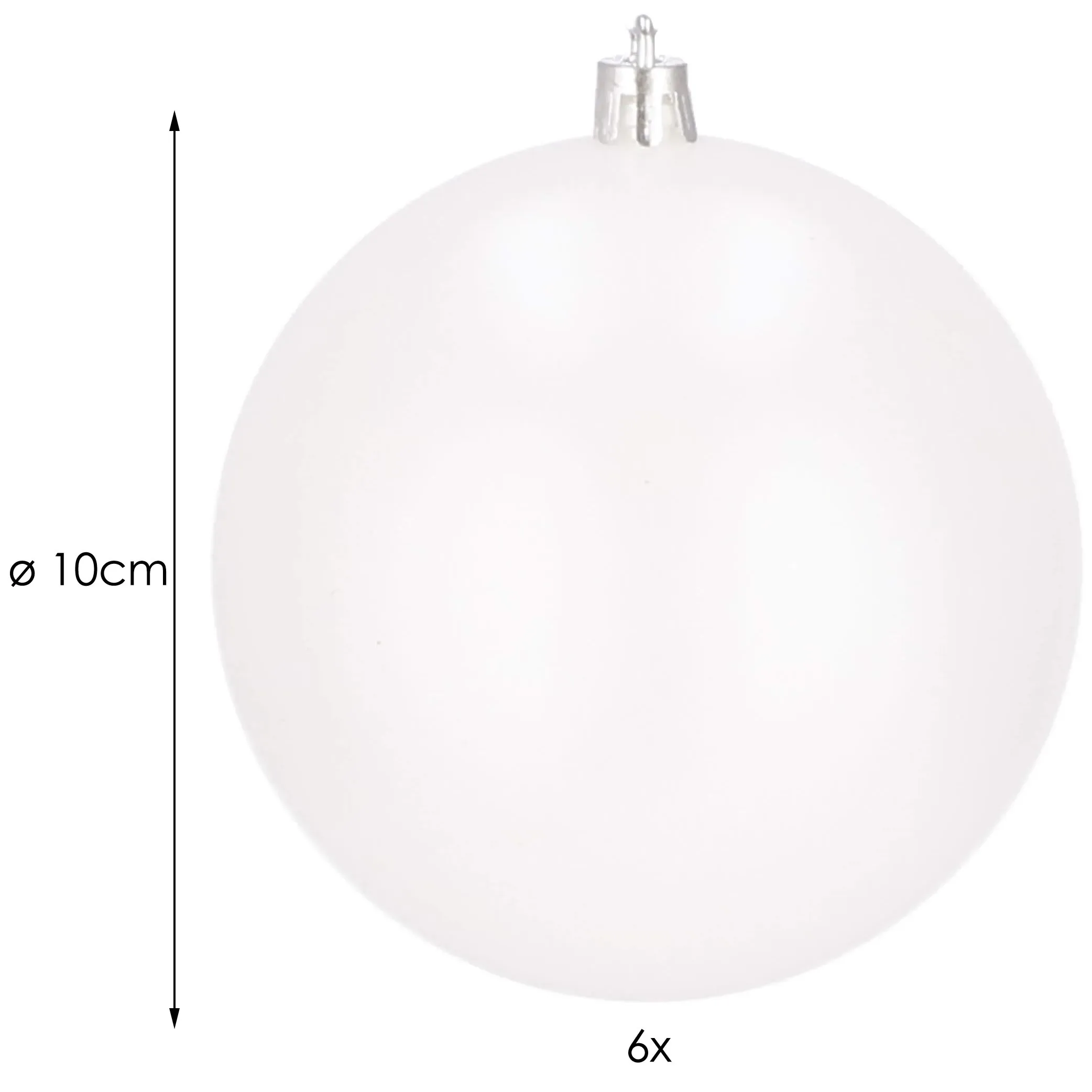 kuglice za božićno drvce 10 cm 6 kom. bijela boja - slika 2