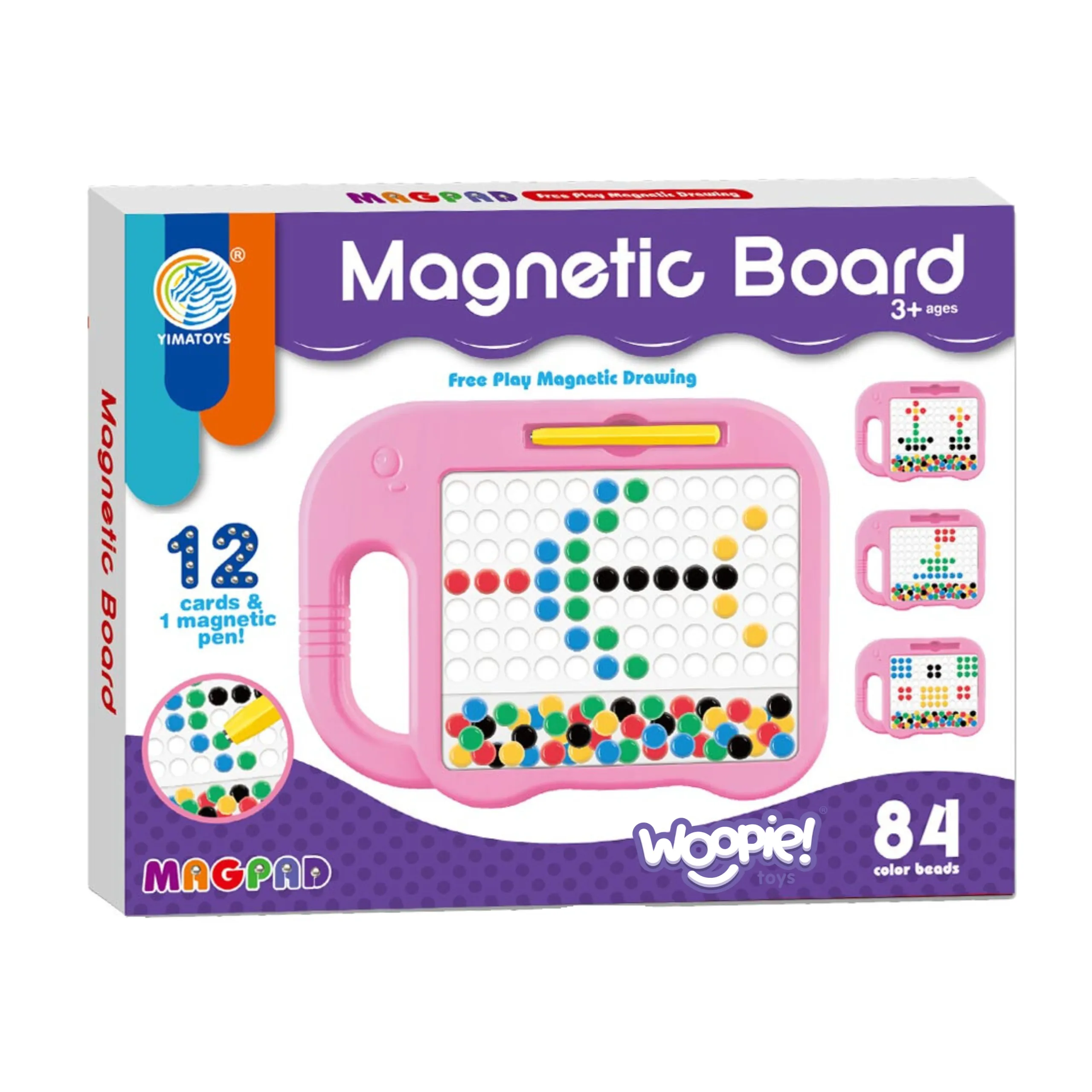 woopie magnetna ploča montessori magpad 84 gumba, rozi - slika 4