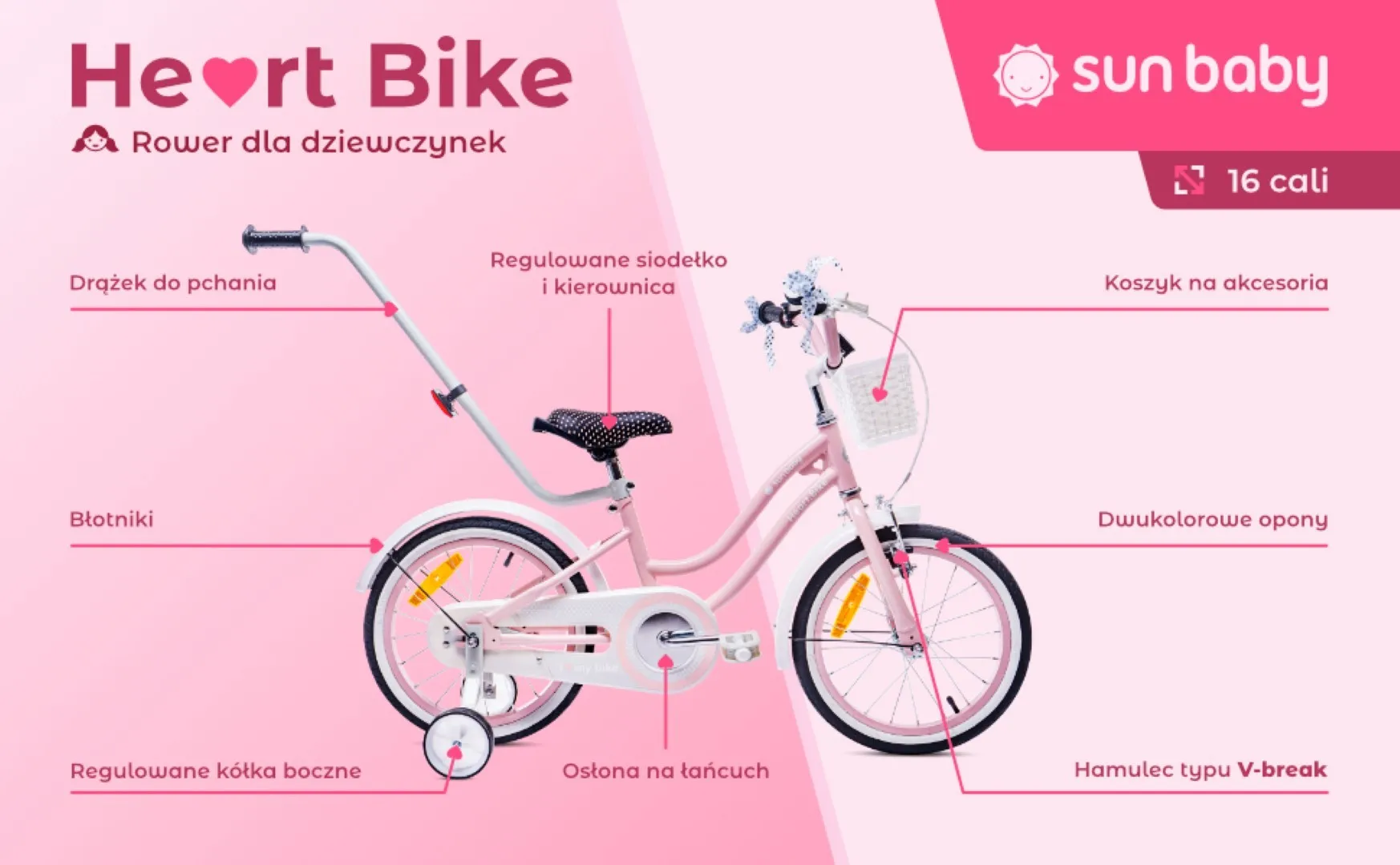 dječji bicikl guralica heart 16" rozi - slika 8