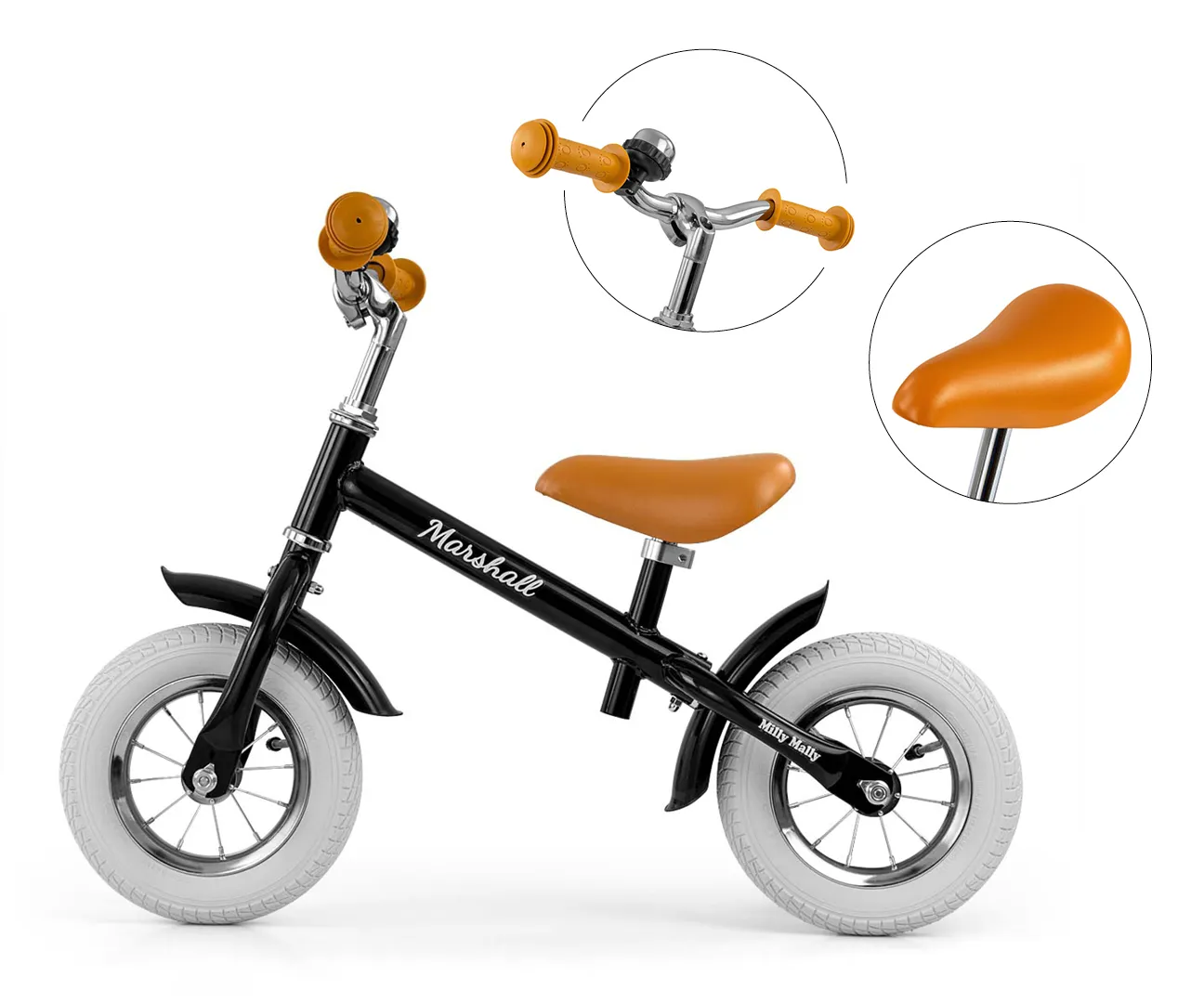 milly mally dječji bicikl bez pedala marshall air crni - slika 4