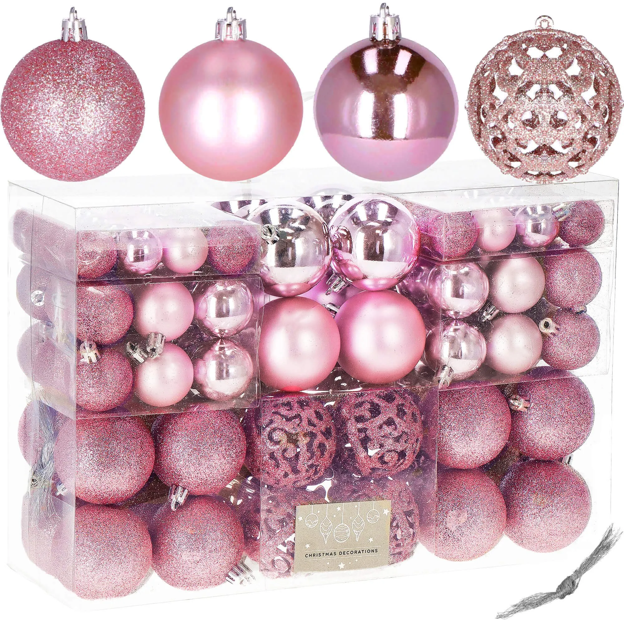 božićne kuglice 3 / 4 / 6 cm – set 100 komada ružičasta boja - slika 6