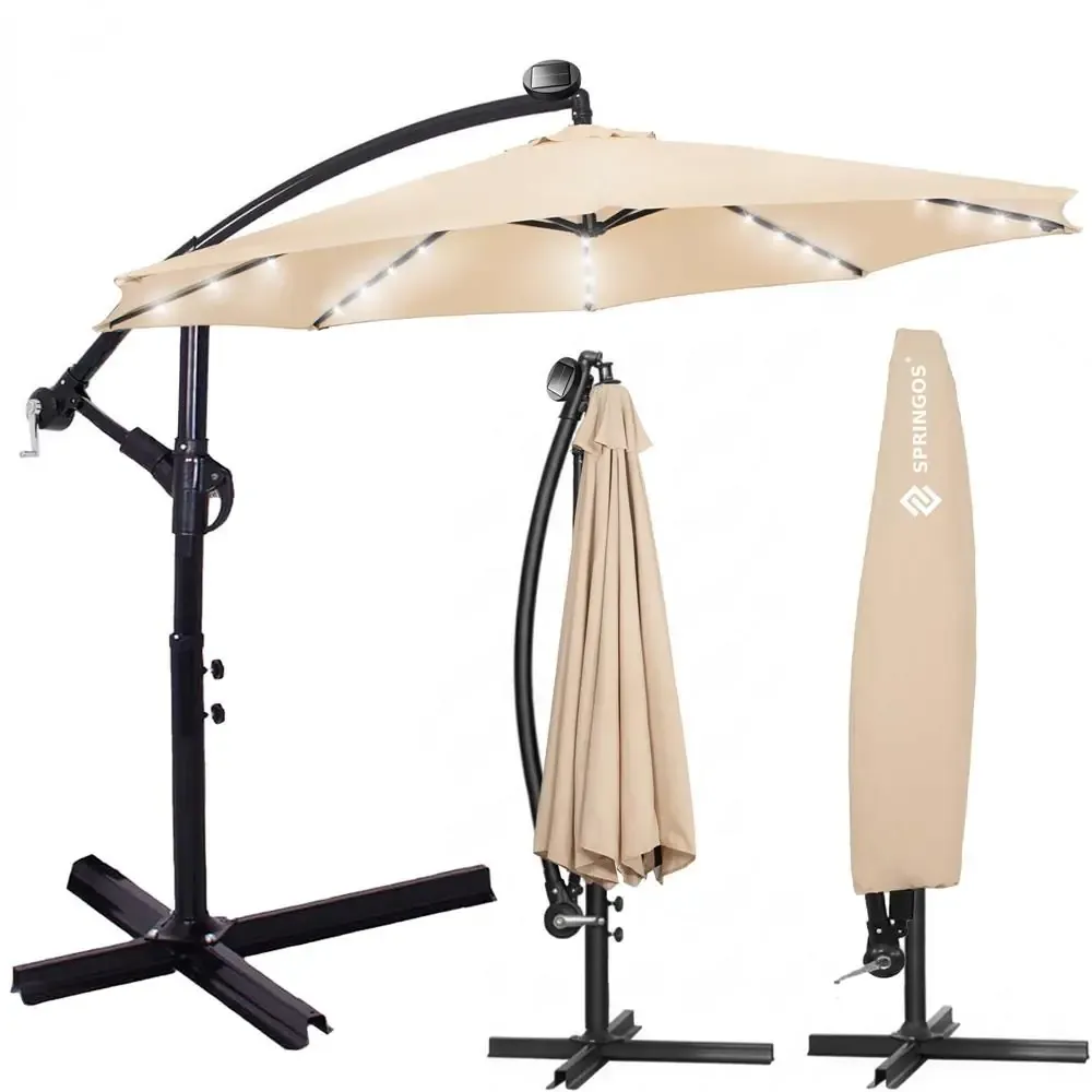 vrtni suncobran 300 cm bež - slika 2