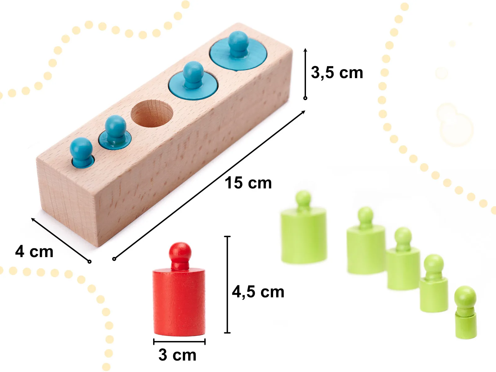montessori šareni drveni utezi - slika 4