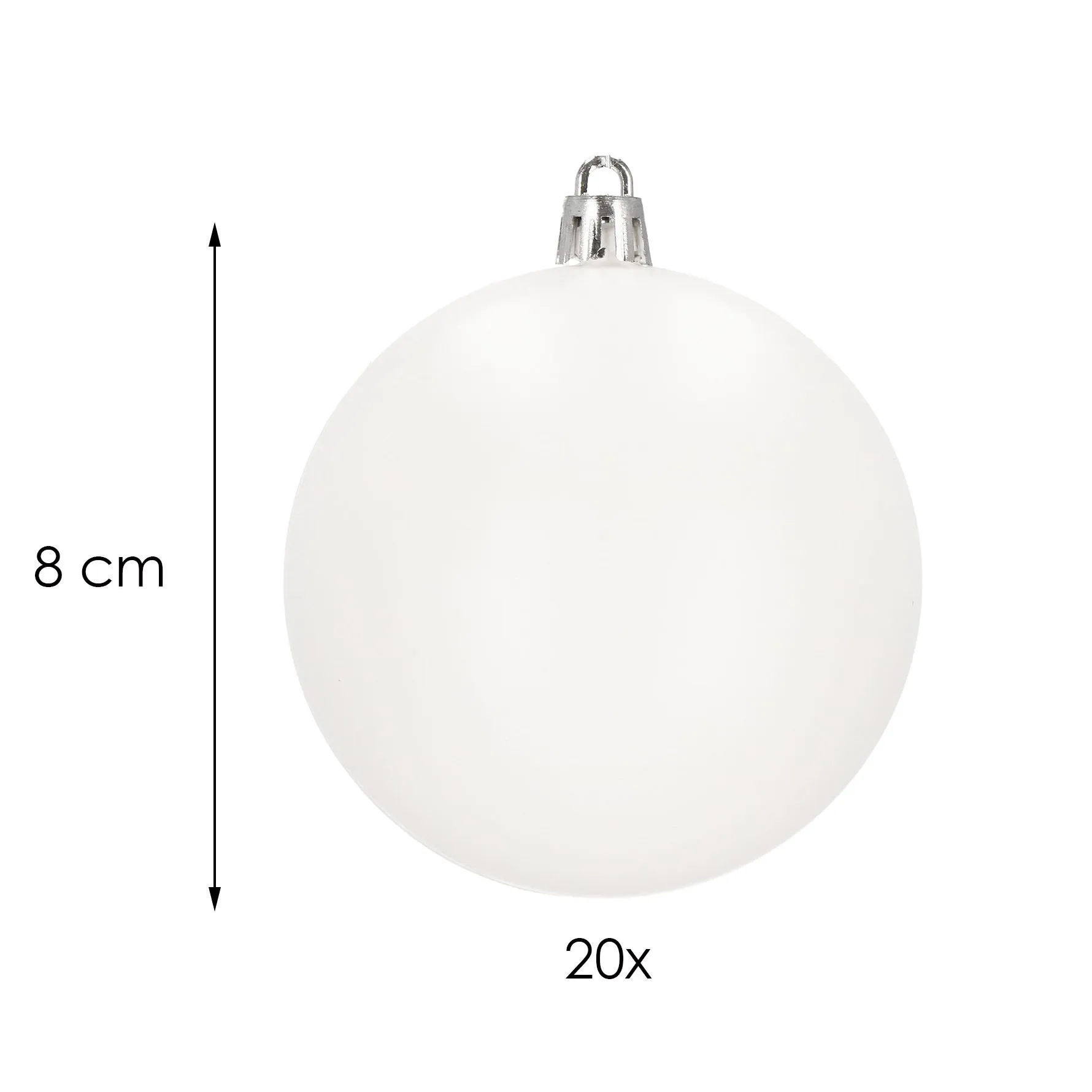 božićne kuglice 8 cm – set od 20 komada, nijansa bijele - slika 3