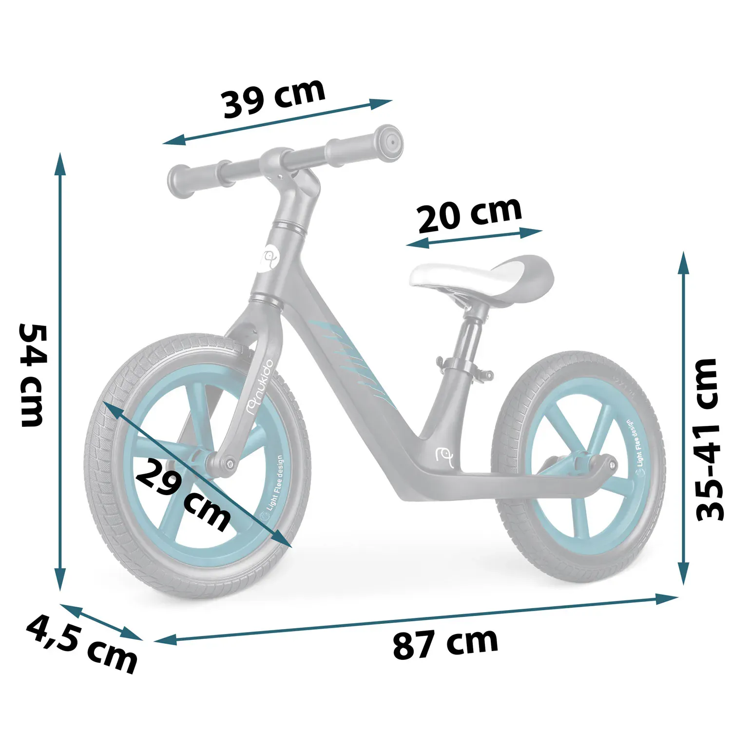 nukido light flee bicikl bez pedala, crni - slika 6