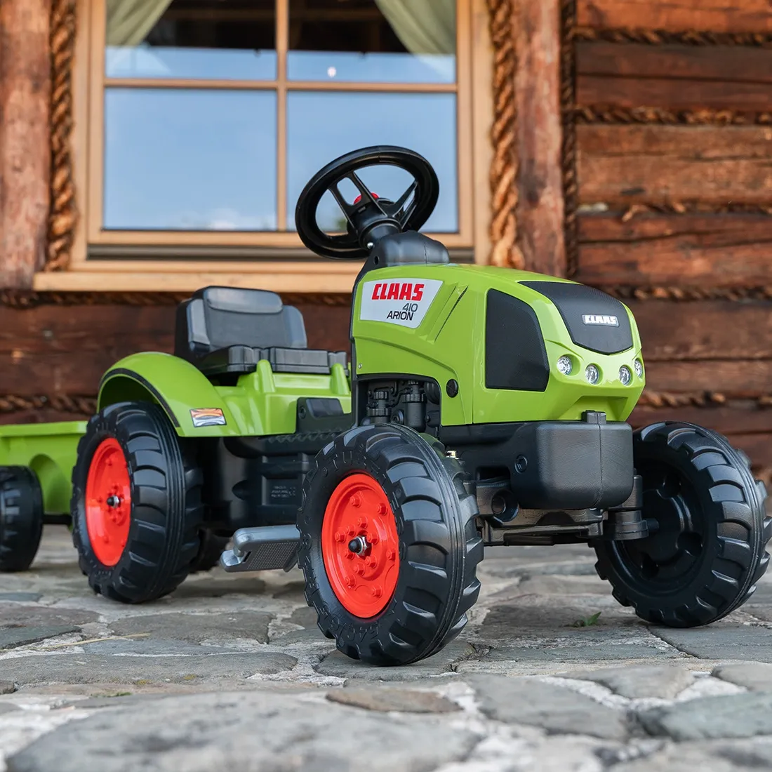 falk claas zeleni traktor sa pedalama i prikolicom +truba 2 godine. - slika 5