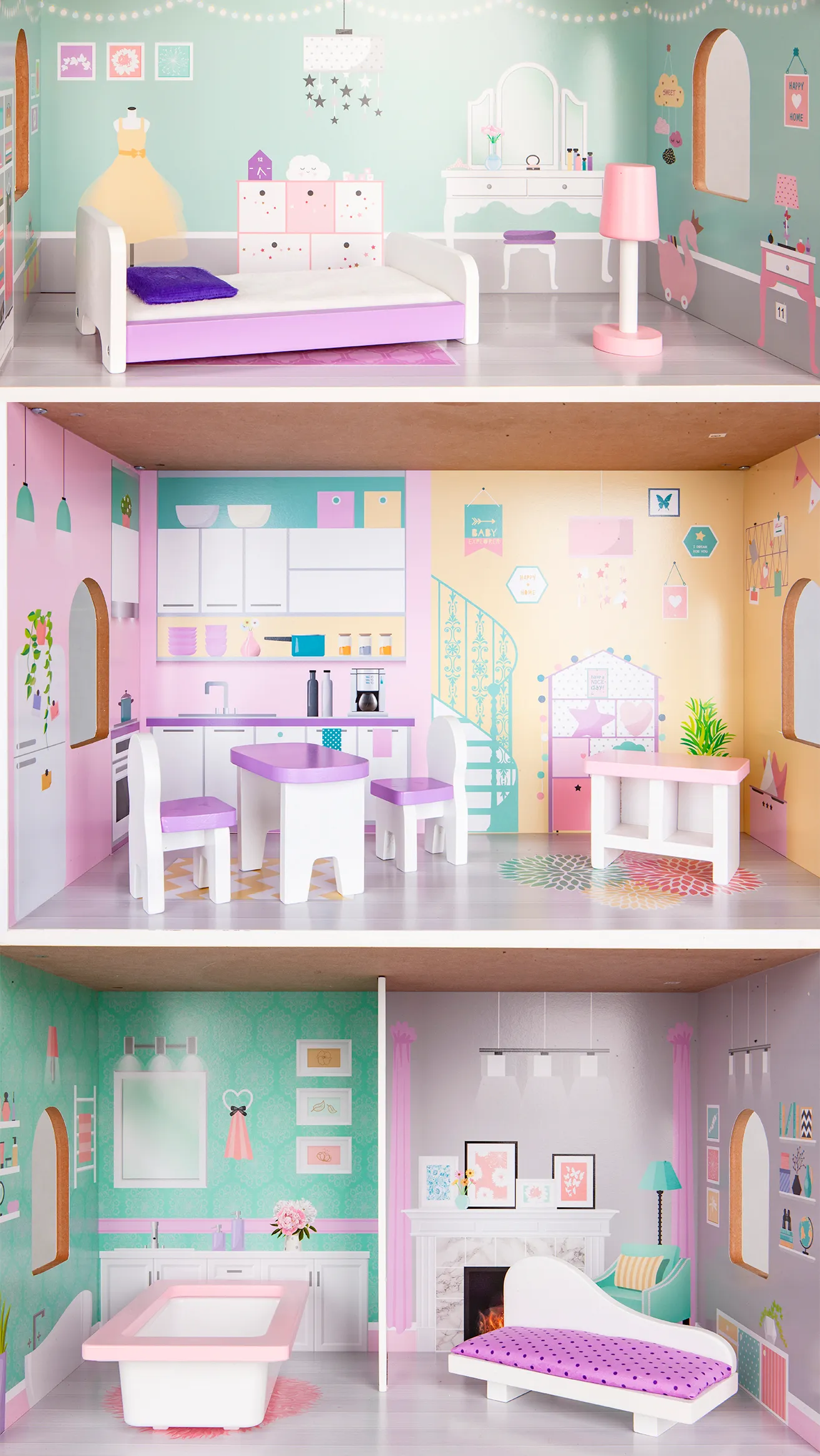 ecotoys drvena kuća za lutke - berry mansion - slika 4