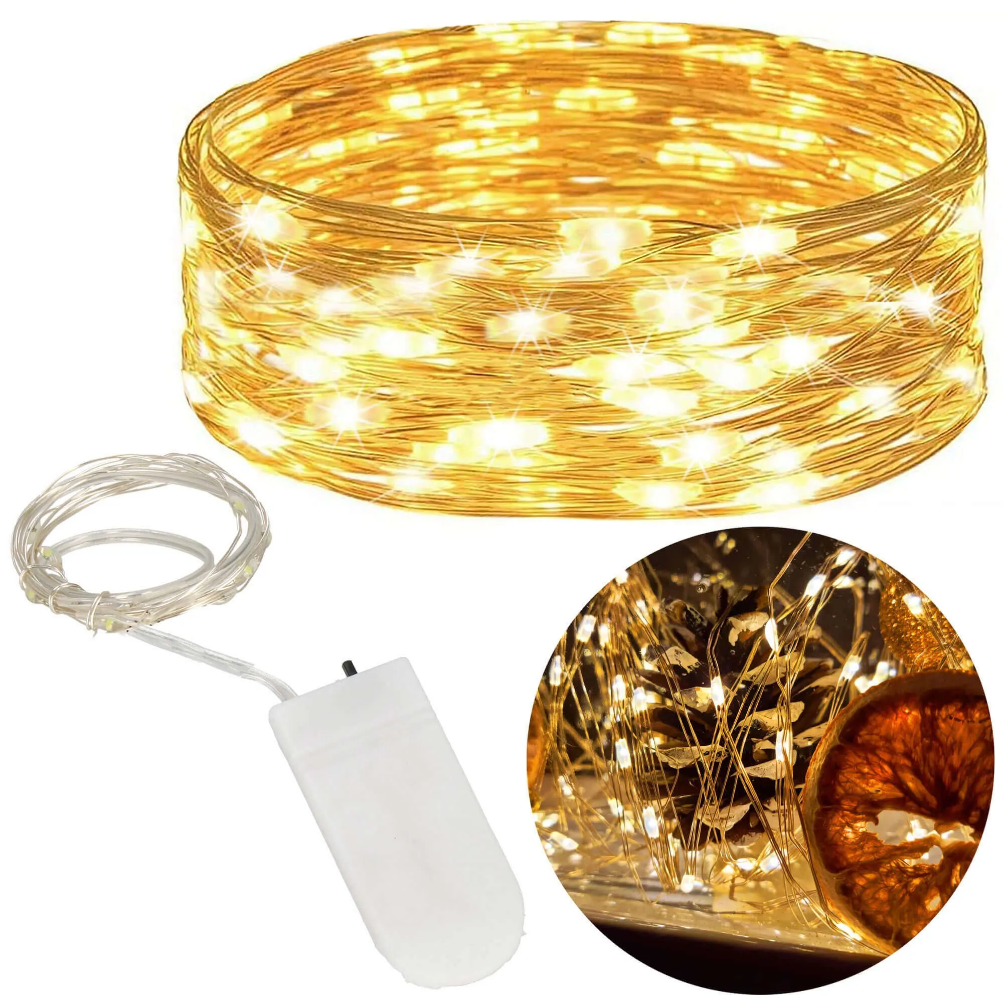 led lampice na baterije 20 led, toplo bijela - slika 12