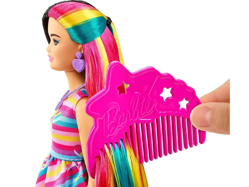 lutka barbie totally hair šareni dizajn sa srcima - slika 7