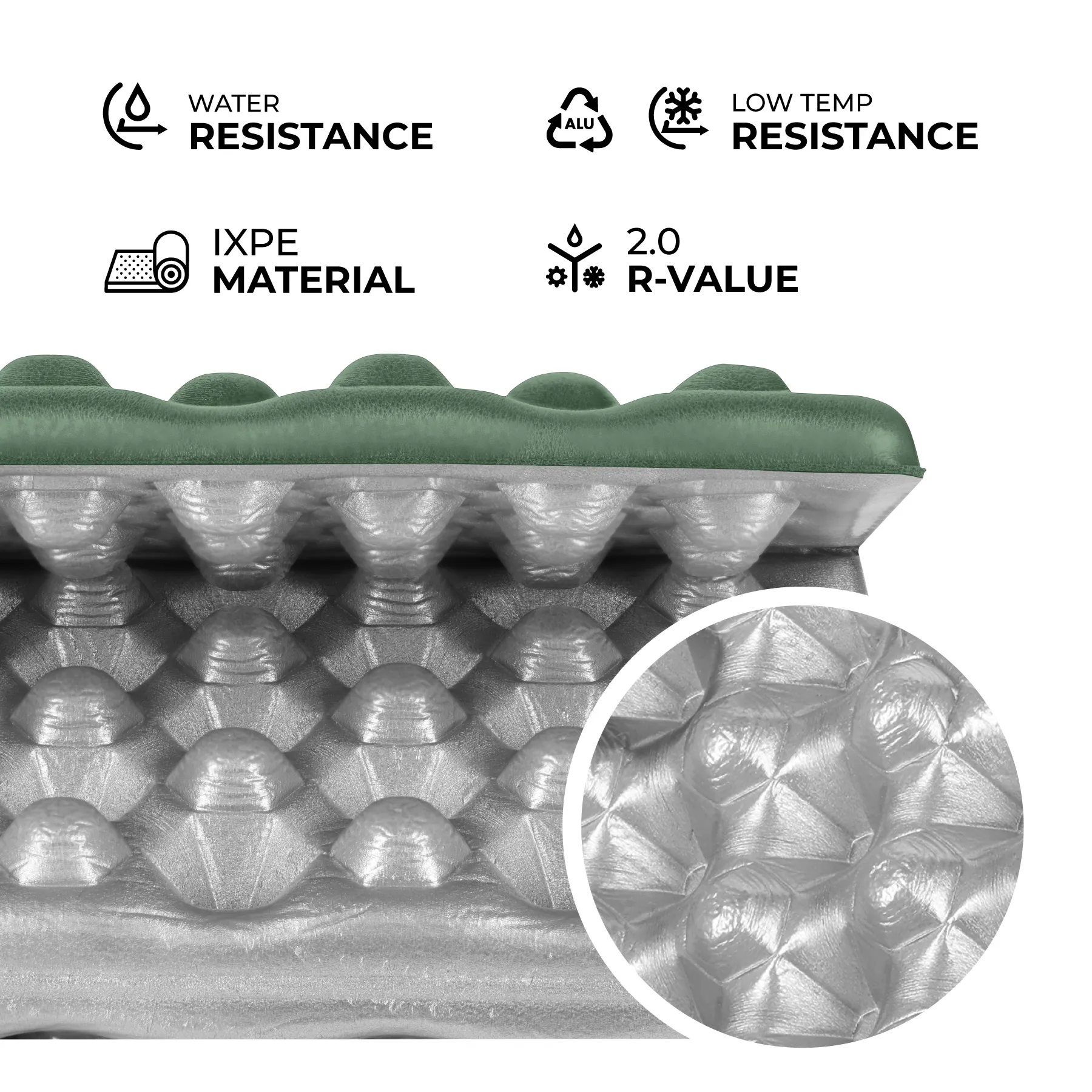prostirka za kampiranje s aluminijskim rubom + ixpe 40 cm zelena nils camp - slika 4