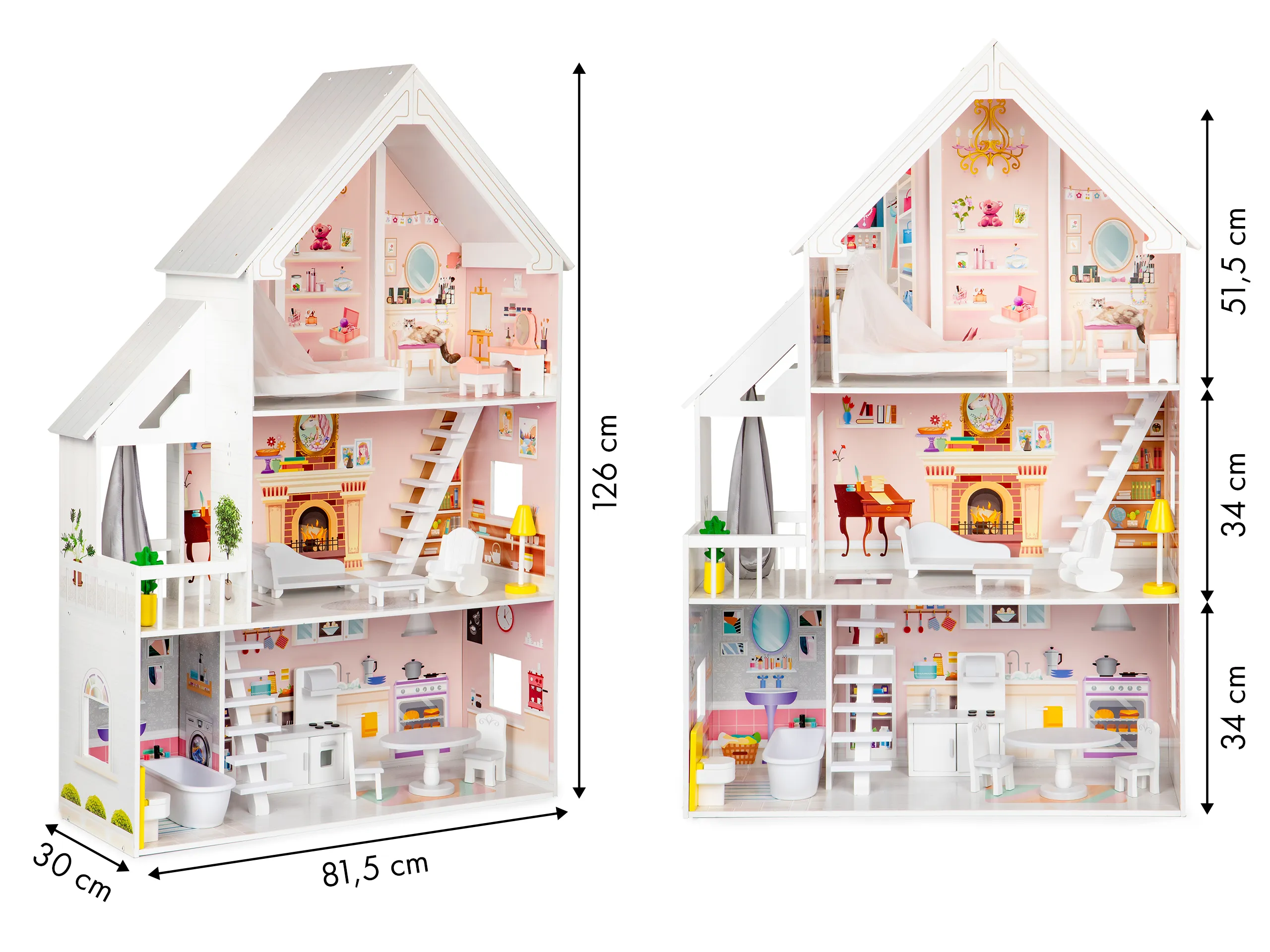 ecotoys xxl drvena vila za lutke - slika 6