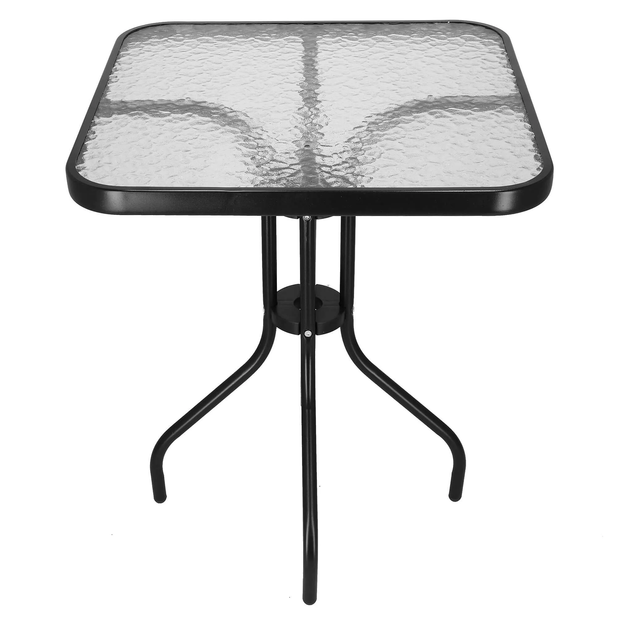 springos stakleni kvadratni vrtni stol, crni 60 x 60 cm - slika 3