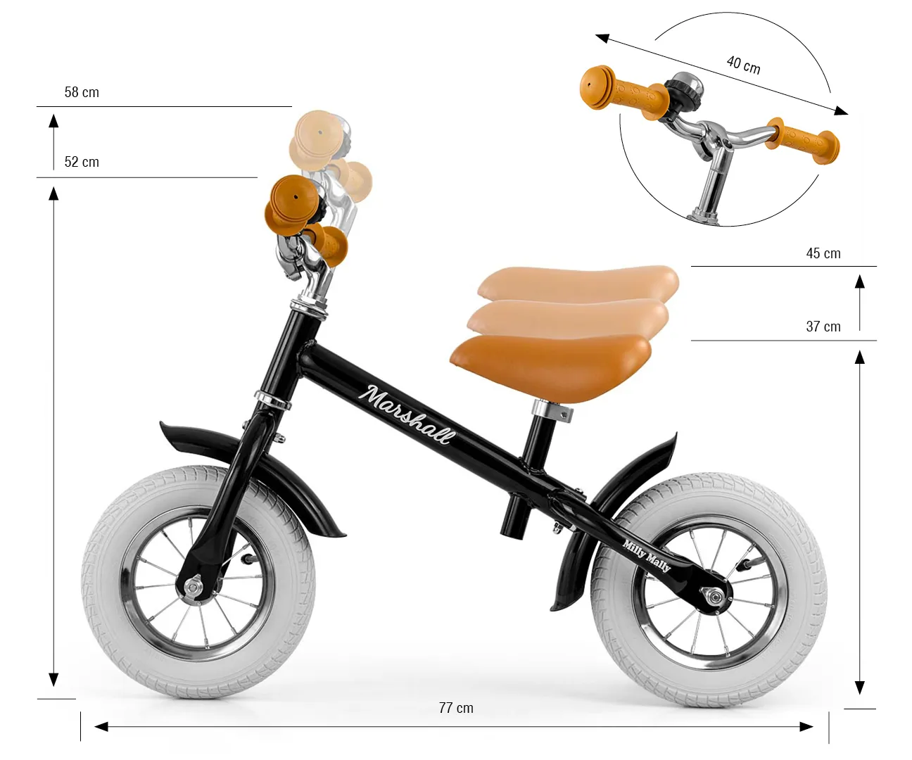 milly mally dječji bicikl bez pedala marshall air crni - slika 7