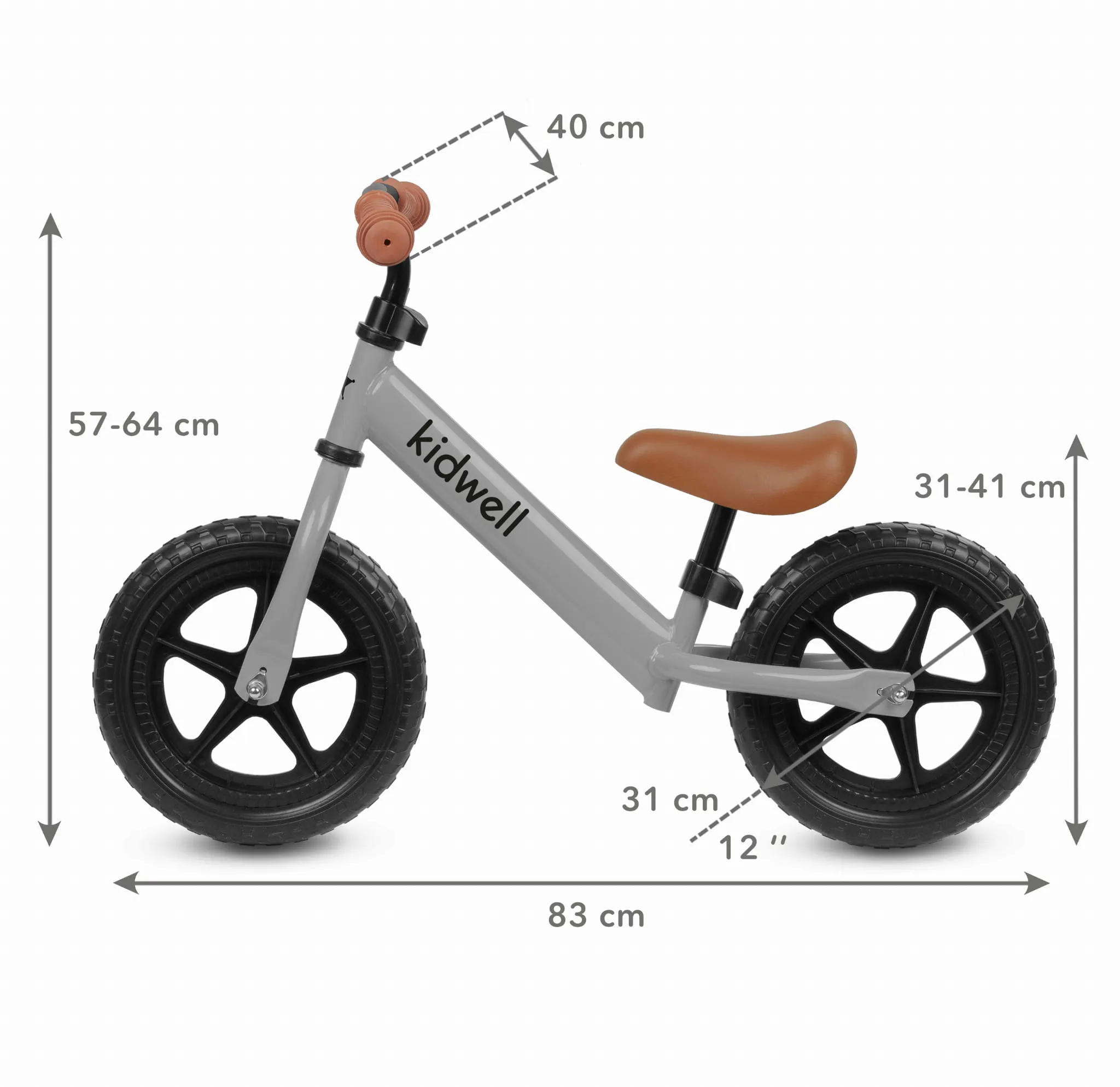 kidwell rebel dječji bicikl bez pedala, sivi - slika 6