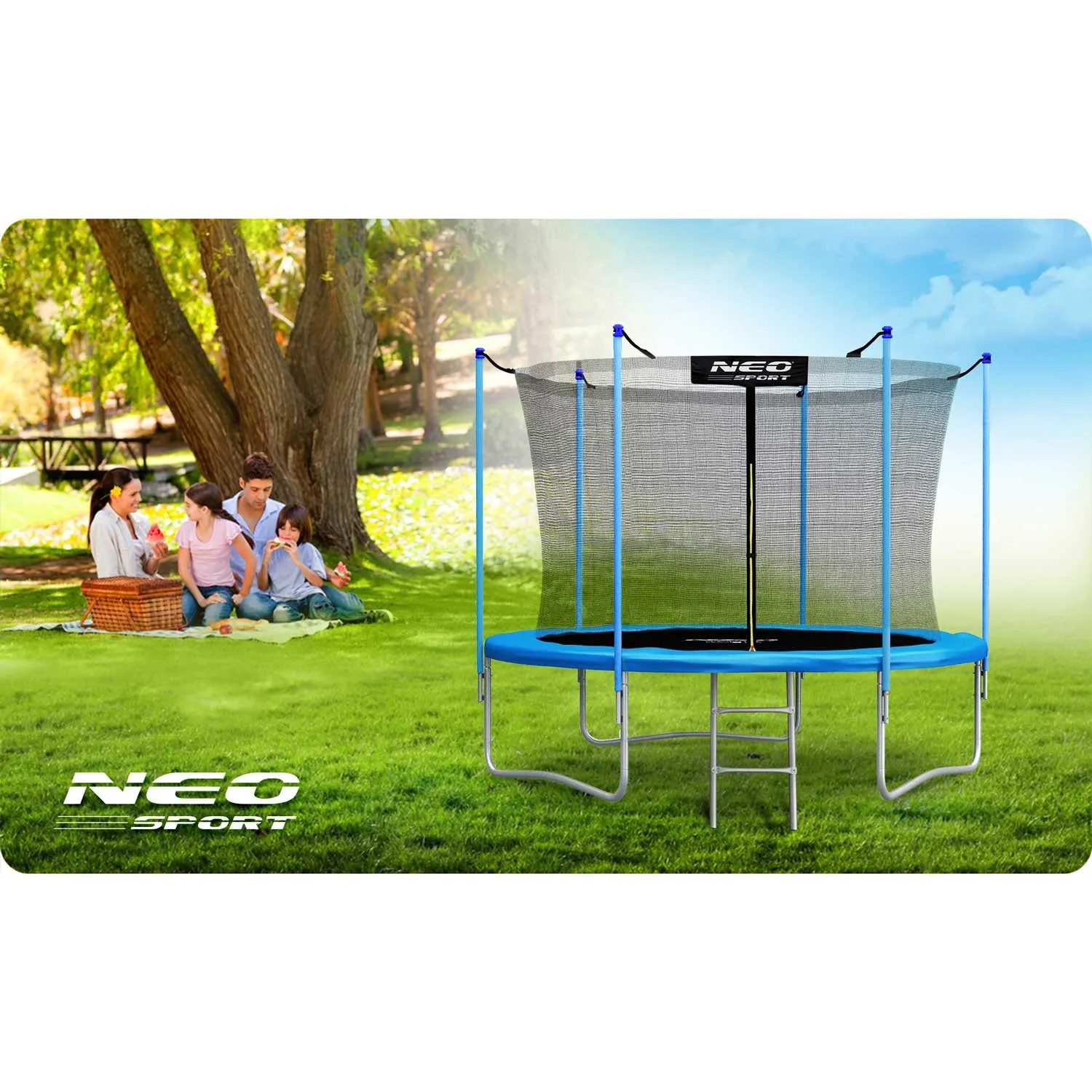neo sport vrtni trampolin od 252cm/8ft s unutarnjom mrežom i ljestvama - slika 3
