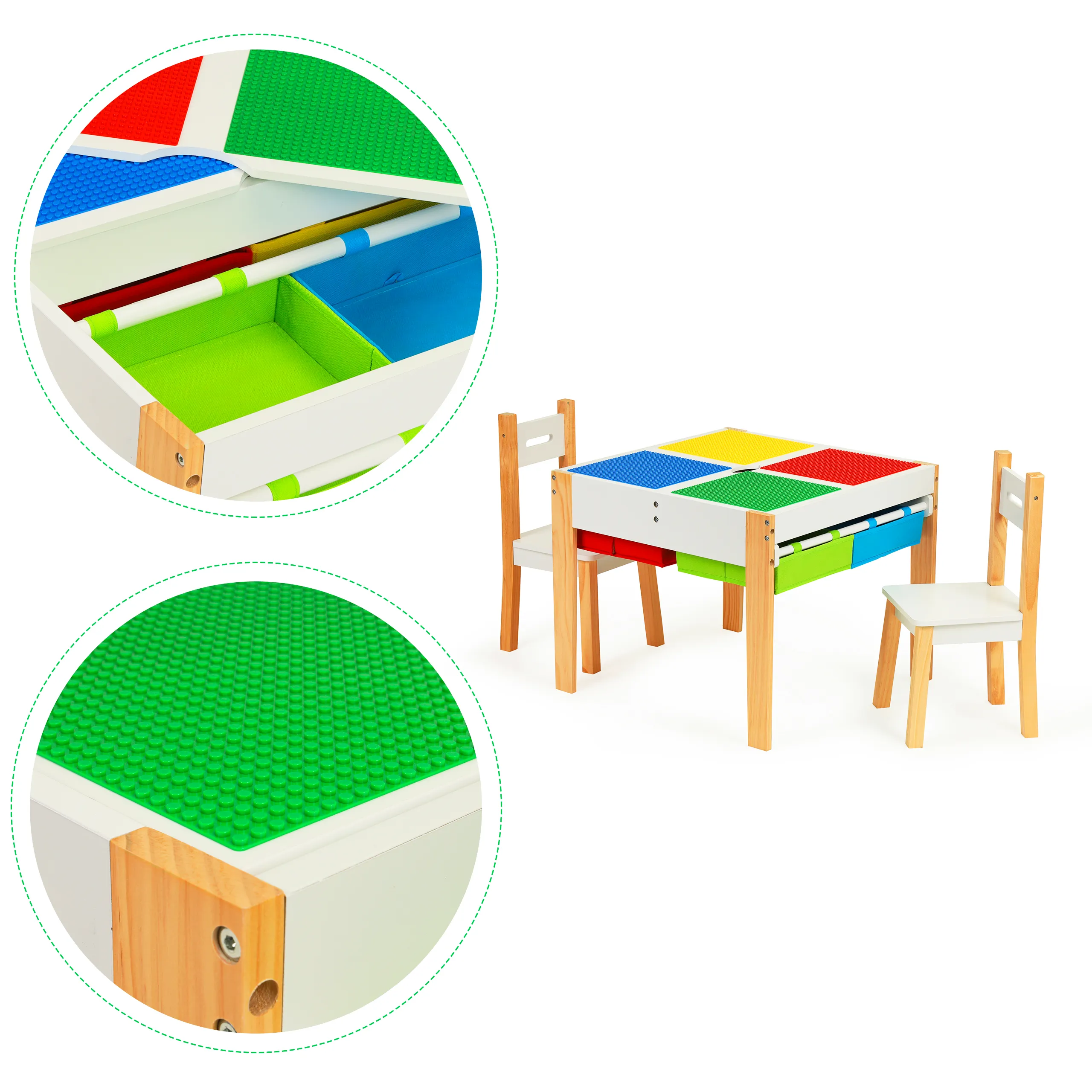 ecotoys drveni dječji set namještaja: stol + 2 stolice - slika 5