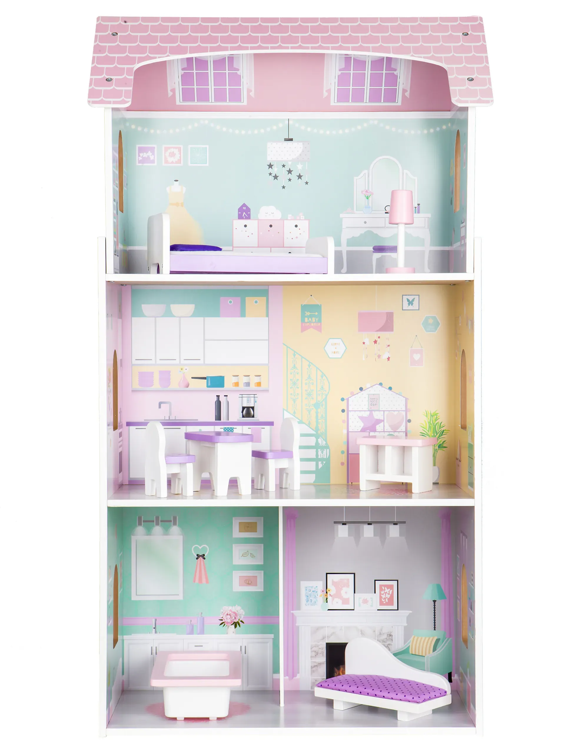 ecotoys drvena kuća za lutke - berry mansion - slika 2