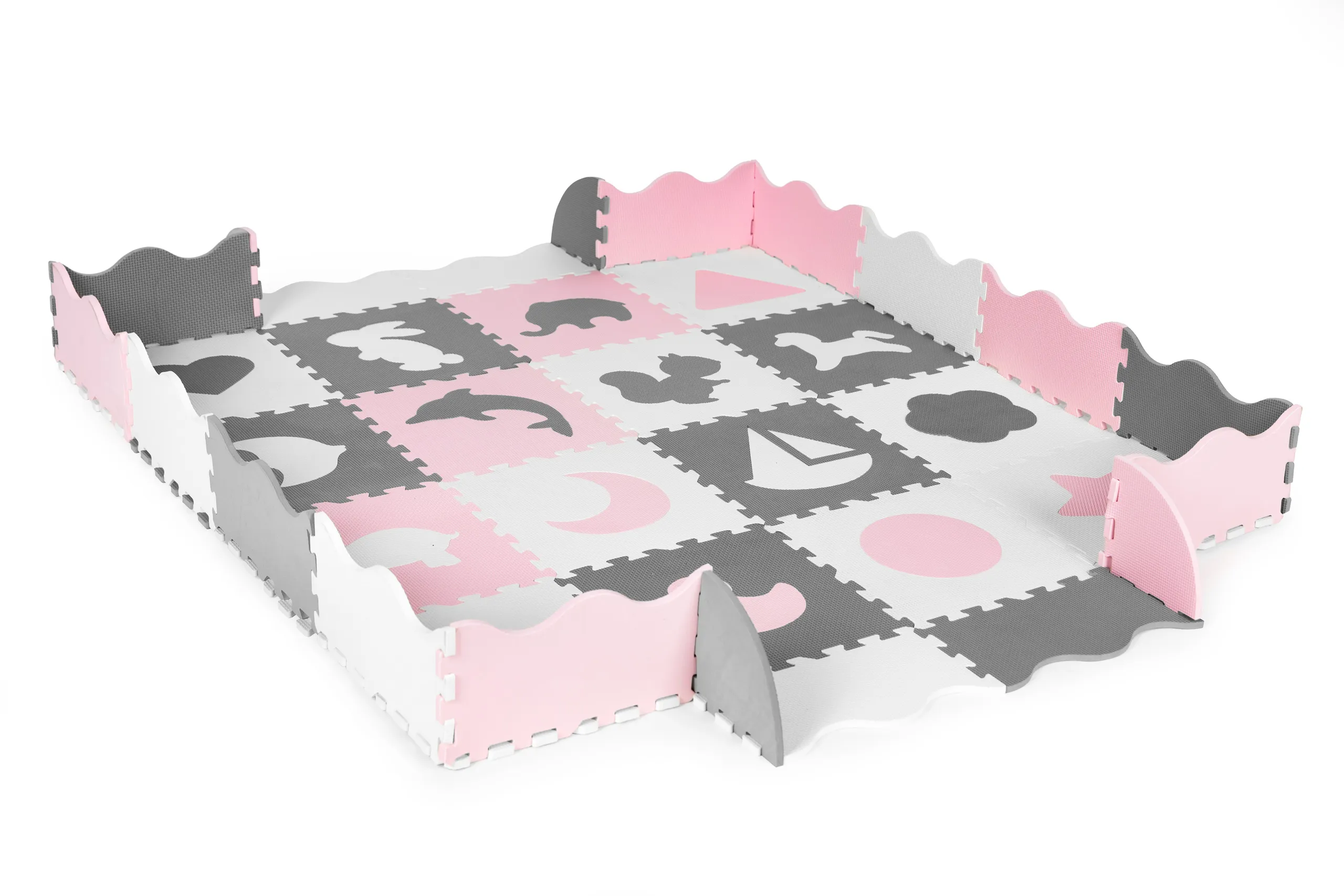 ecotoys edukativna puzzle podloga za igru crno-bijelo-roza 36kom. - slika 5