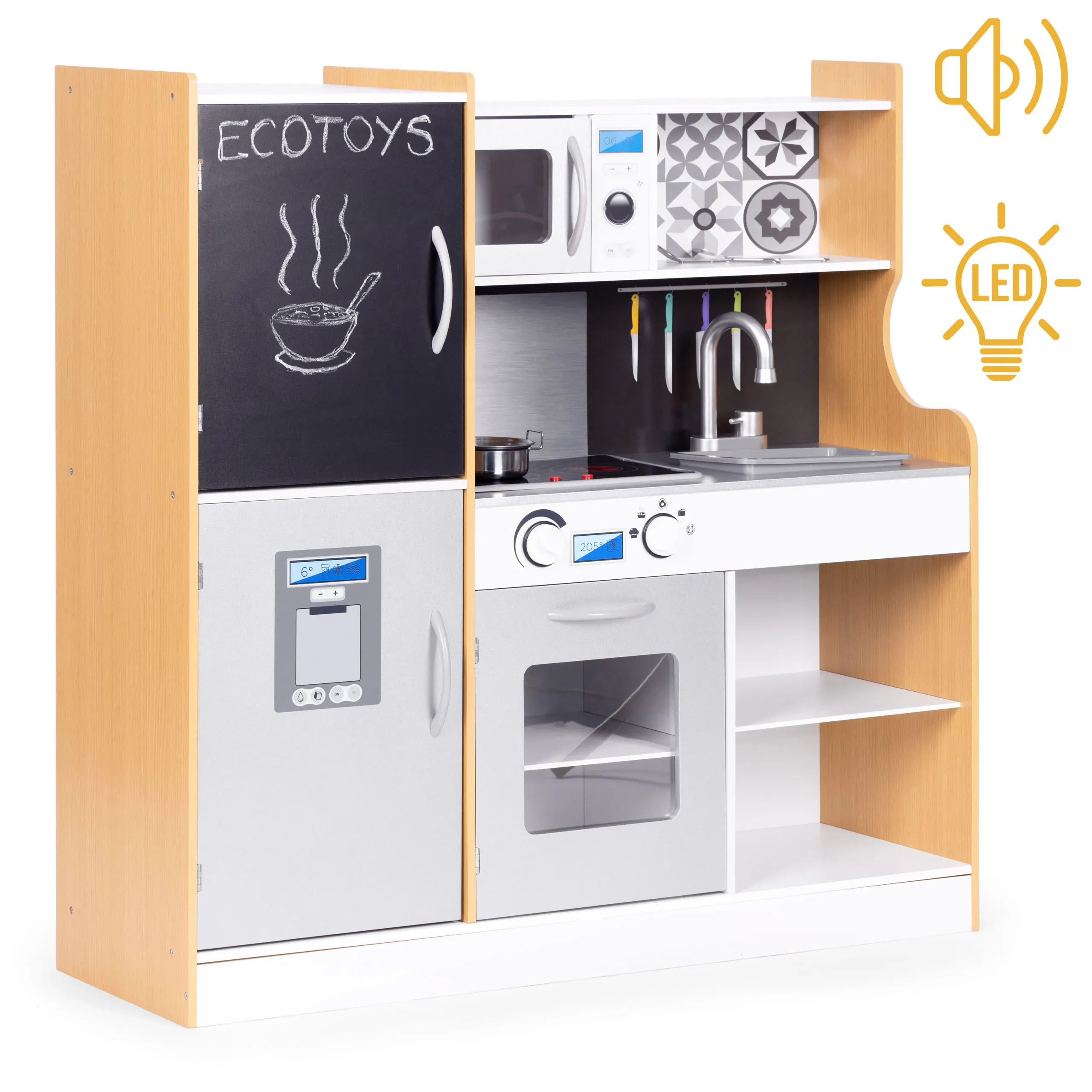 Dječja kuhinja sa zvukom i LED, pločom za kredu metalni dodaci ECOTOYS - Pribislavec