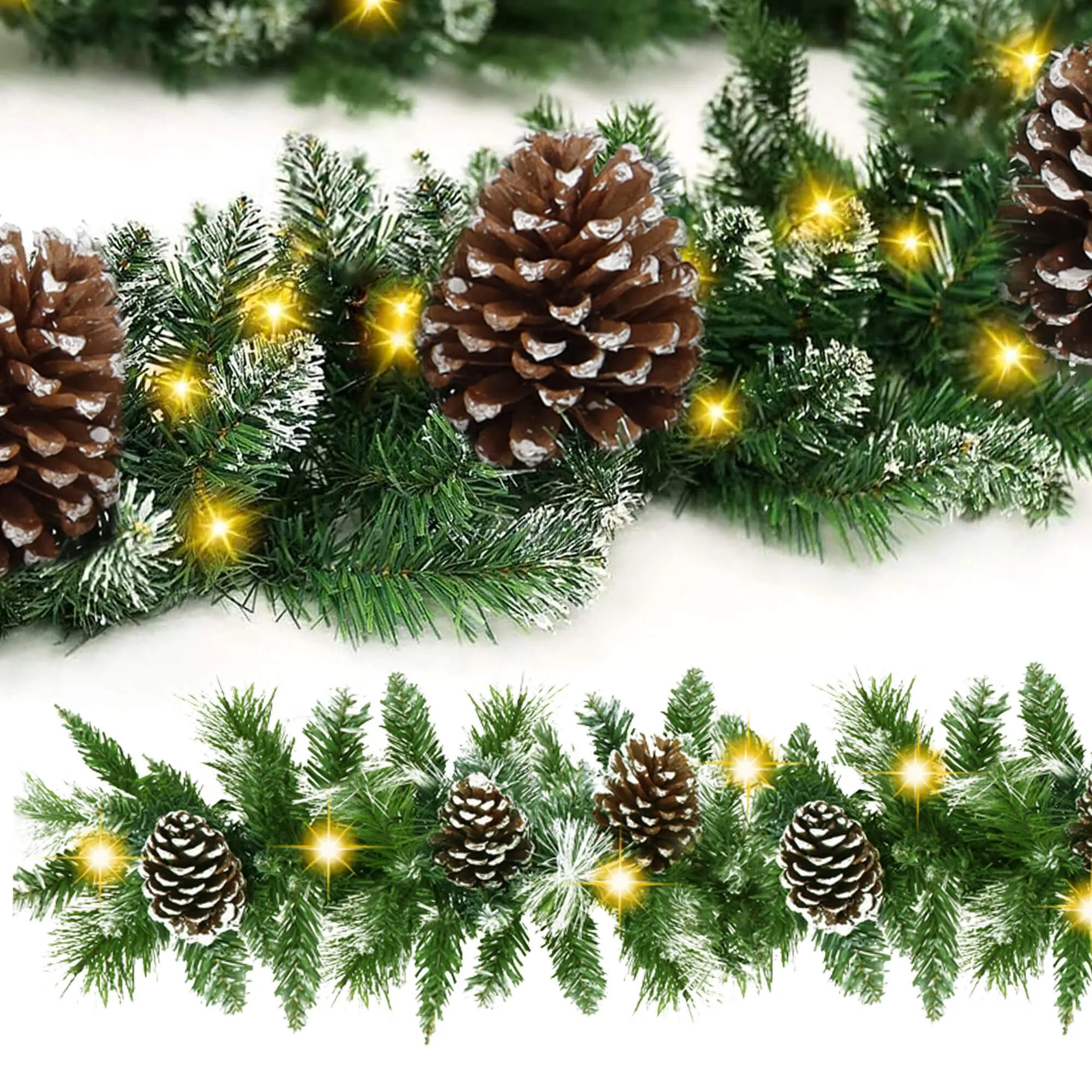 božićna premium girlanda + led žaruljice na baterije 270 cm - slika 9