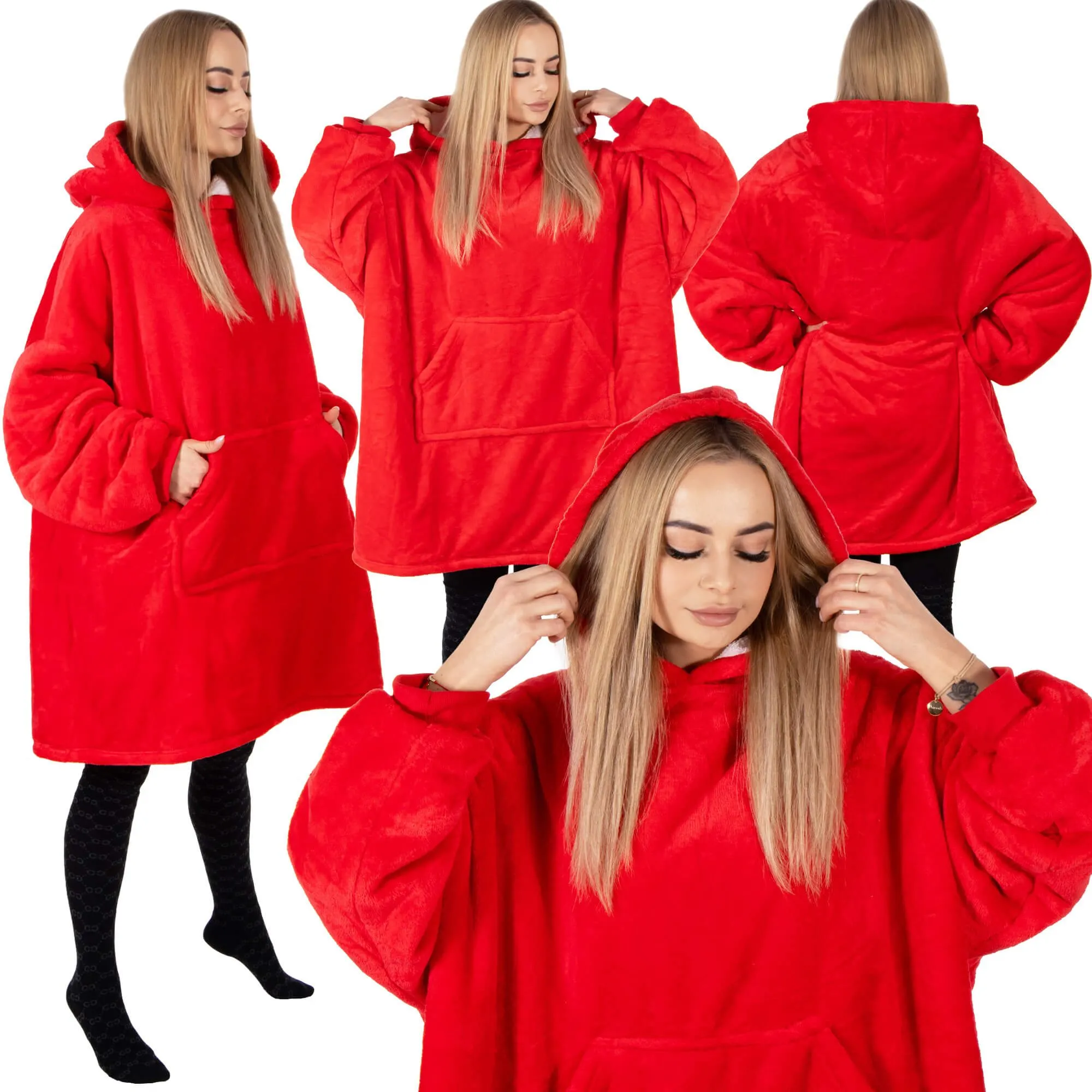 springos mekana oversize majica u obliku deke, crvena - slika 6