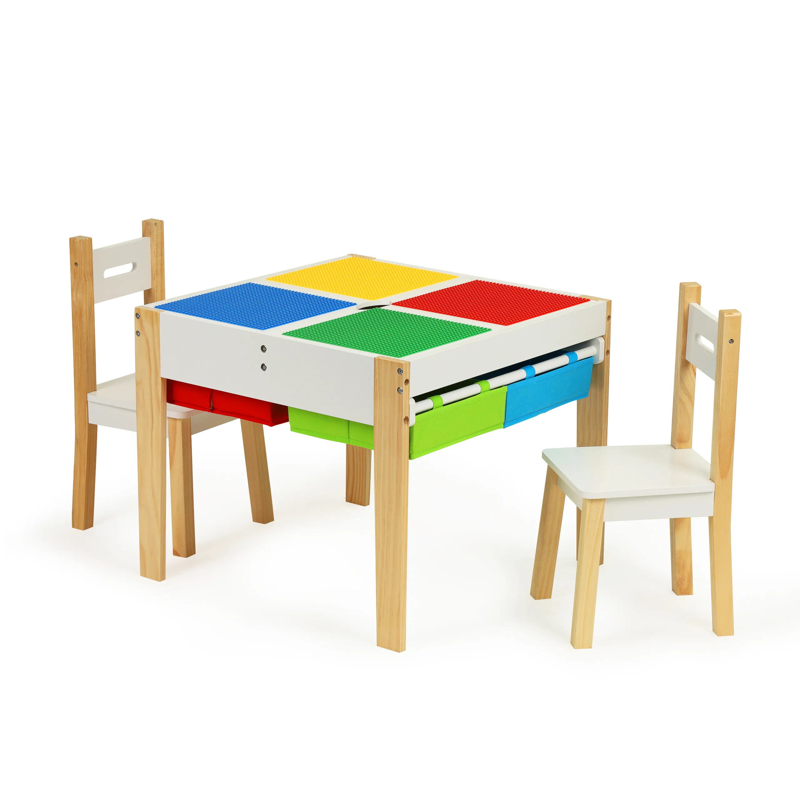 ecotoys drveni dječji set namještaja: stol + 2 stolice - slika 2