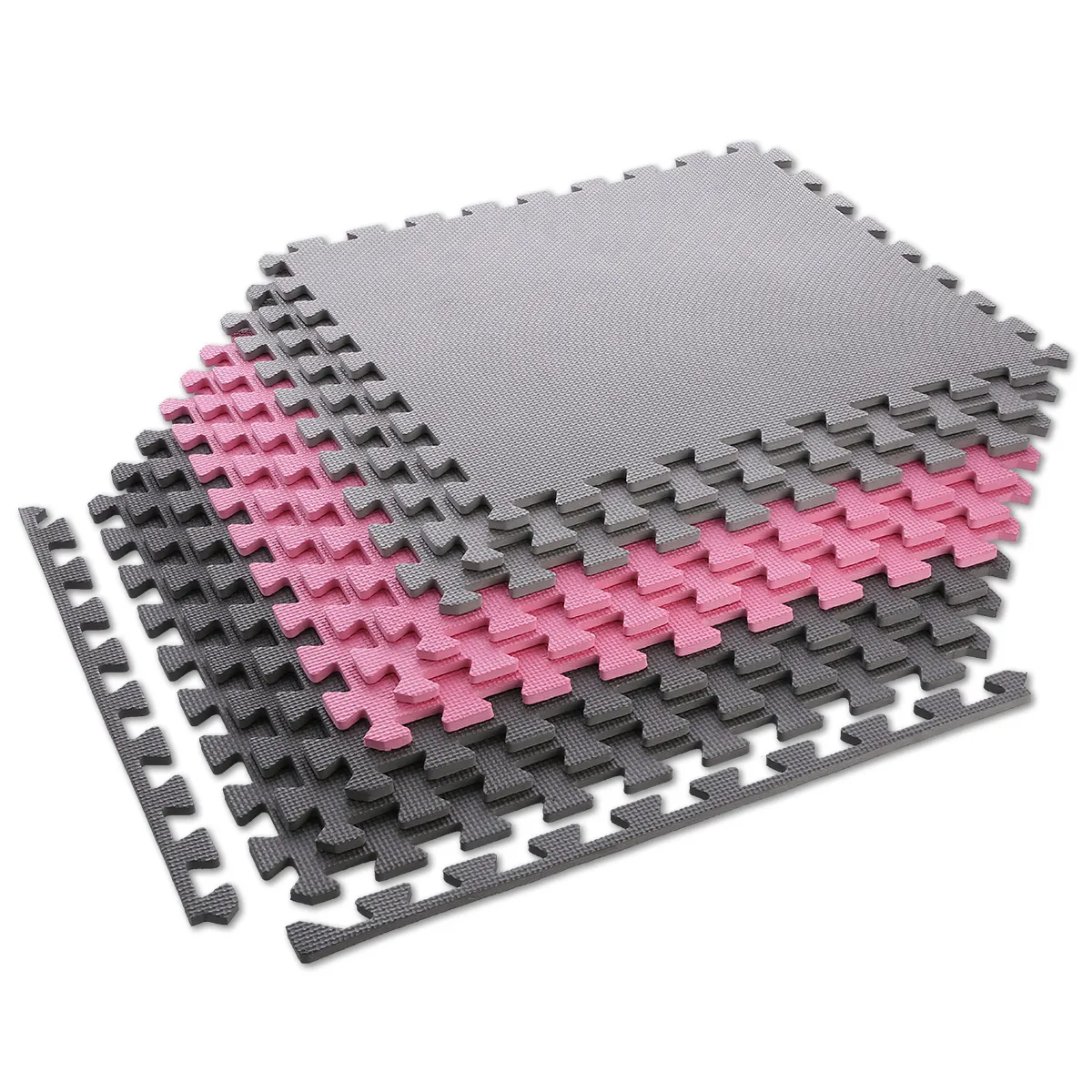 set od 9 zaštitnih podloga u obliku slagalice za teretanu 60x60x1,0 cm sivo roza - slika 3