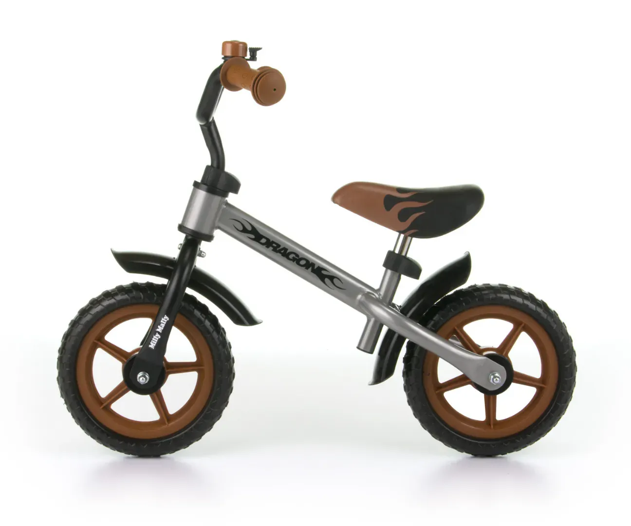 milly mally dječji bicikl bez pedala dragon srebrni - slika 2