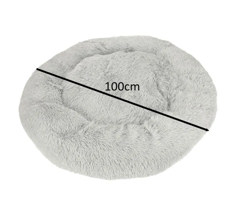 plišani krevet za pse 100 cm, svijetlosiva - slika 3