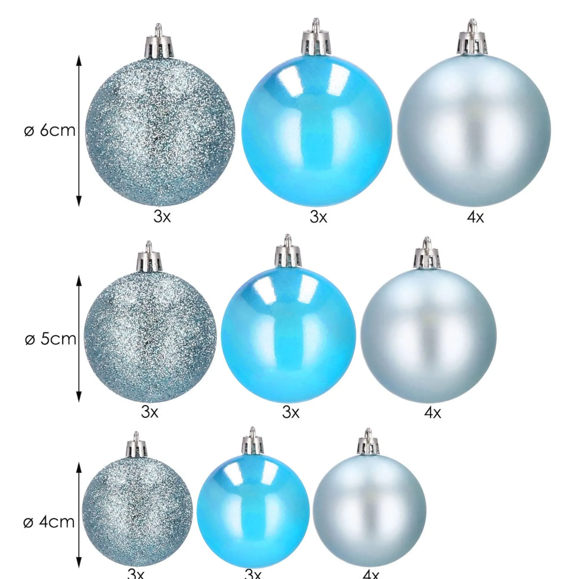 božićne kuglice 4 / 5 / 6 cm – set 30 komada svijetloplava - slika 9