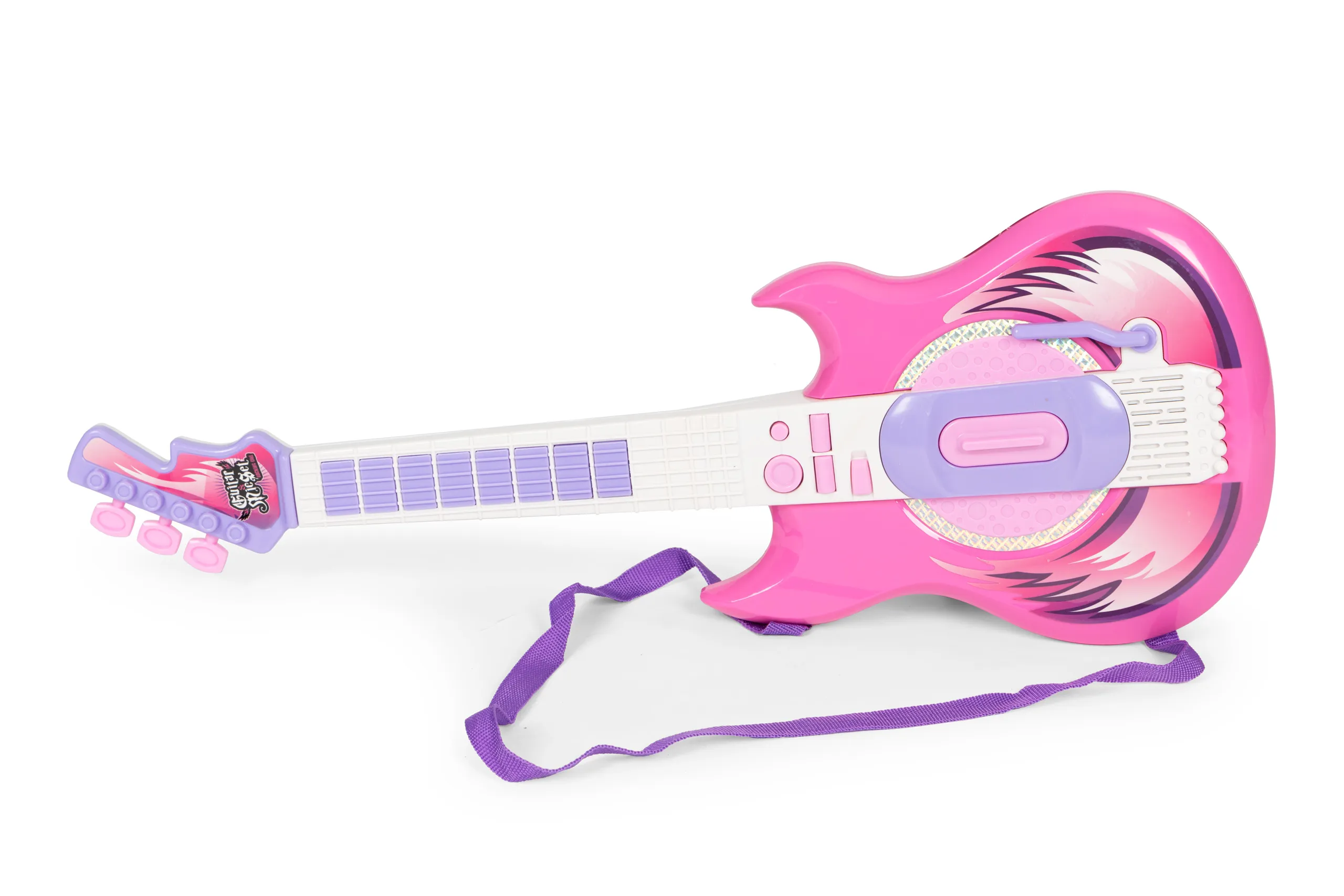 mp3 dječja električna gitara sa stalkom i mikrofonom roza - slika 4