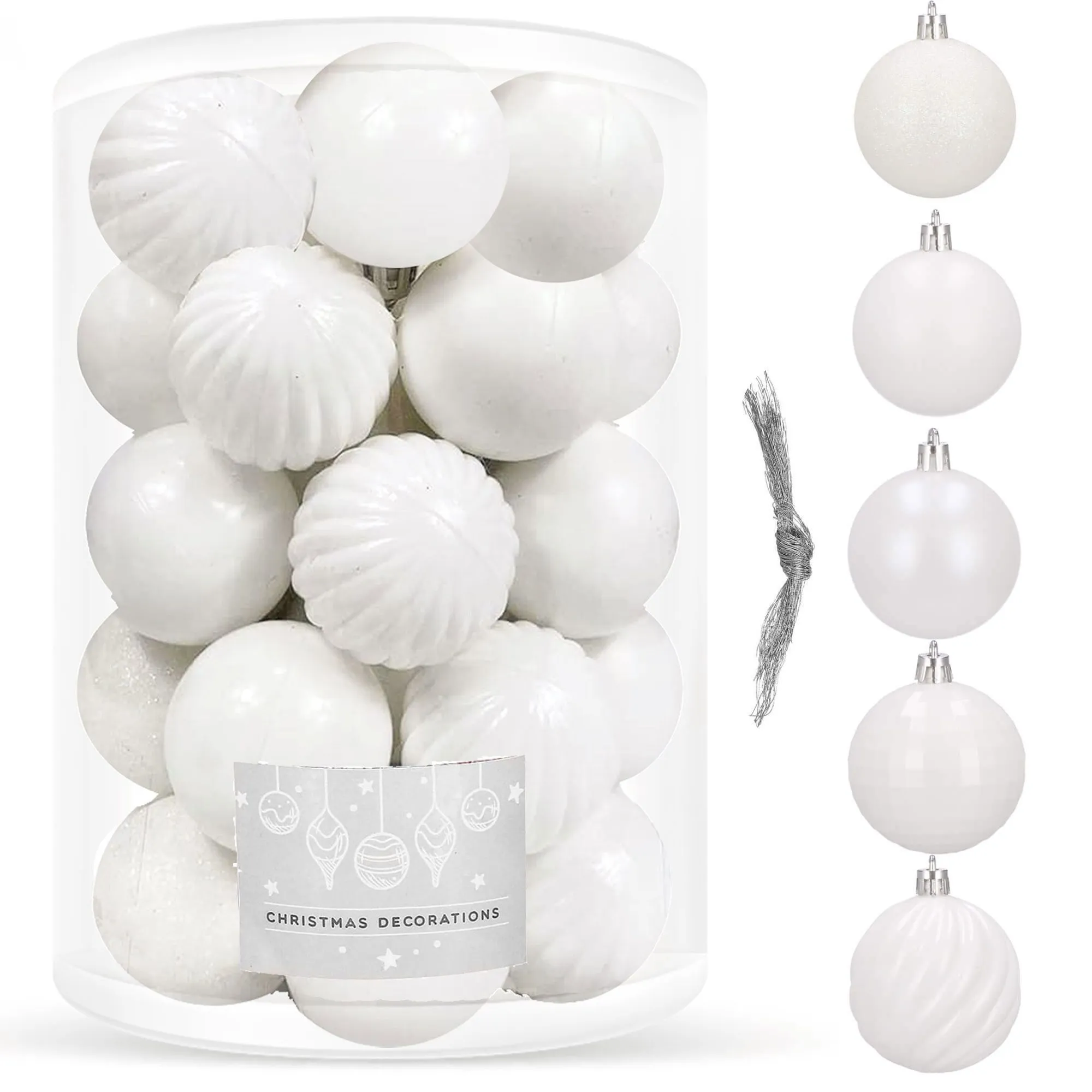 božićne kuglice 6 cm – set 20 komada bijela - slika 10