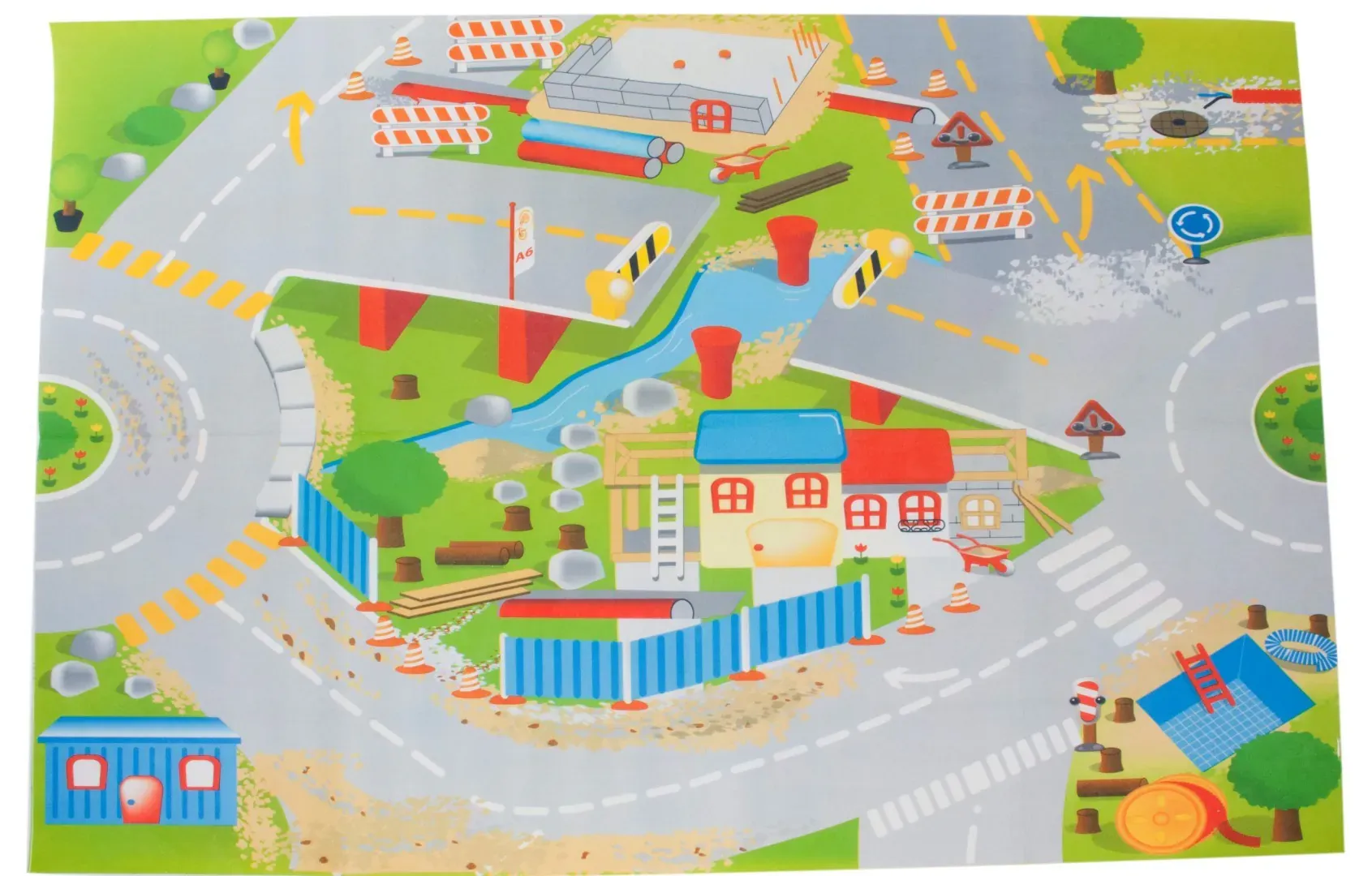 sun baby podloga za igru cesta u izgradnji s autićima 120x80cm - slika 3