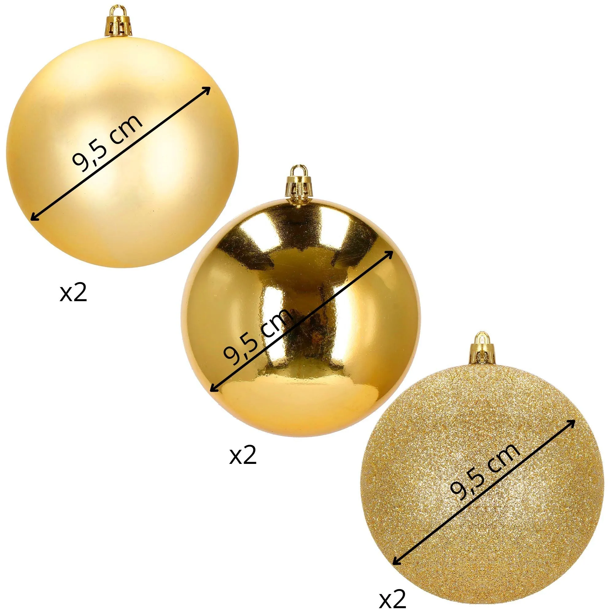 božićne kuglice 10 cm – set od 6 komada, zlatna - slika 9
