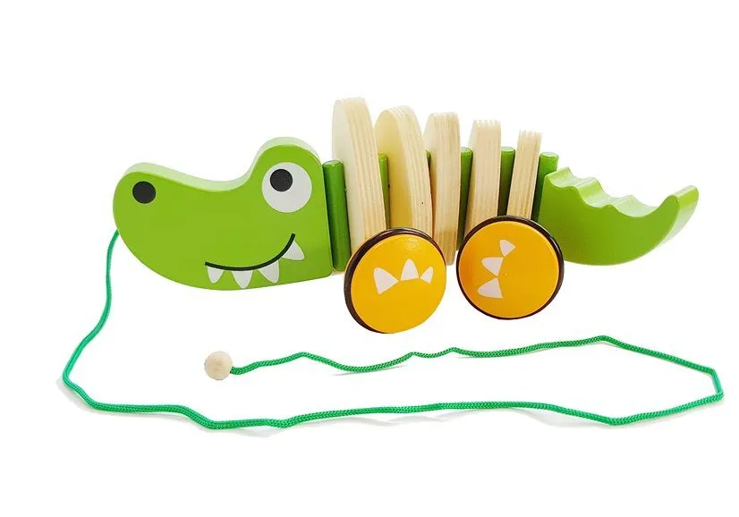montessori drveni krokodil na kotačima 18cm - slika 3