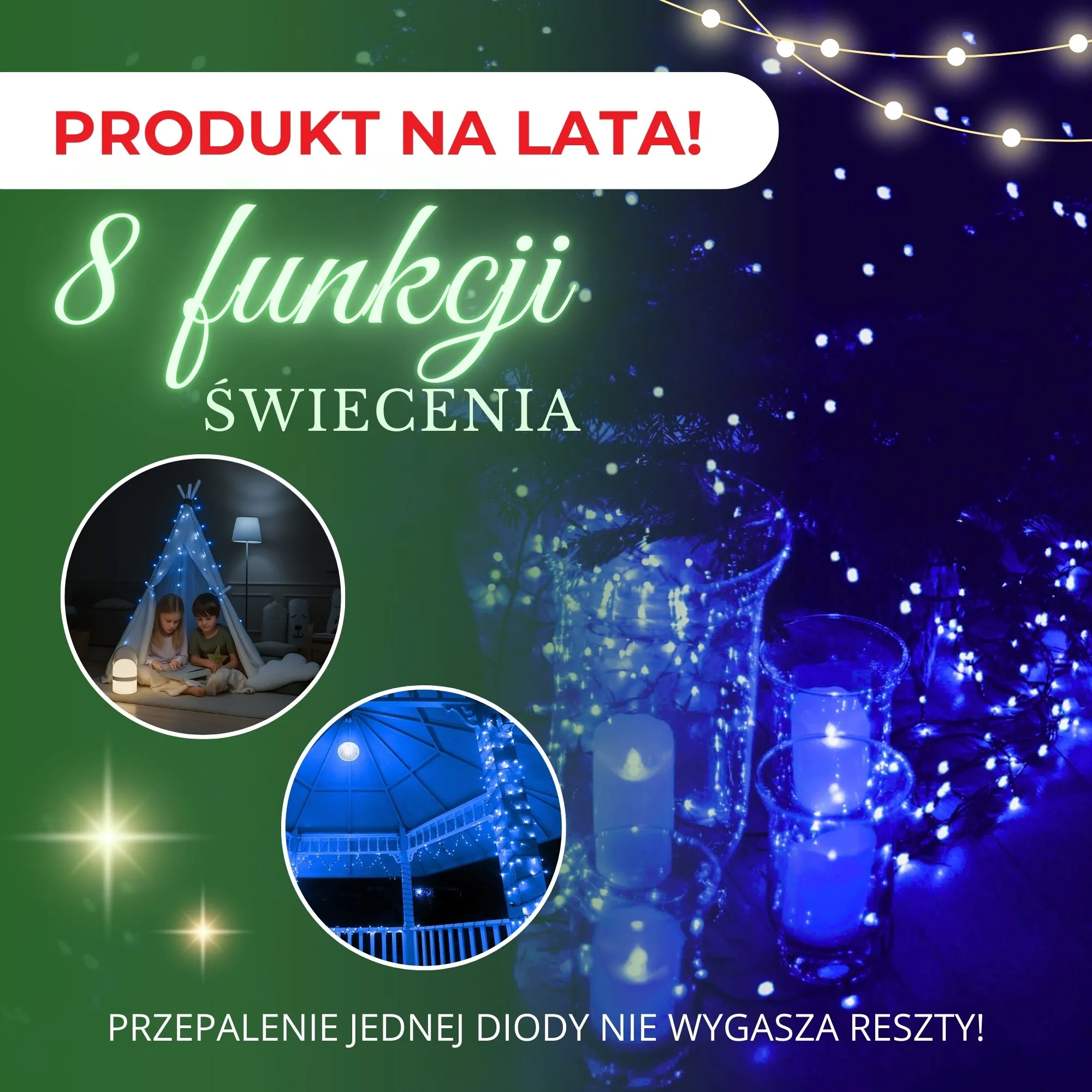 božićne led lampice 500 kom, plava - slika 11